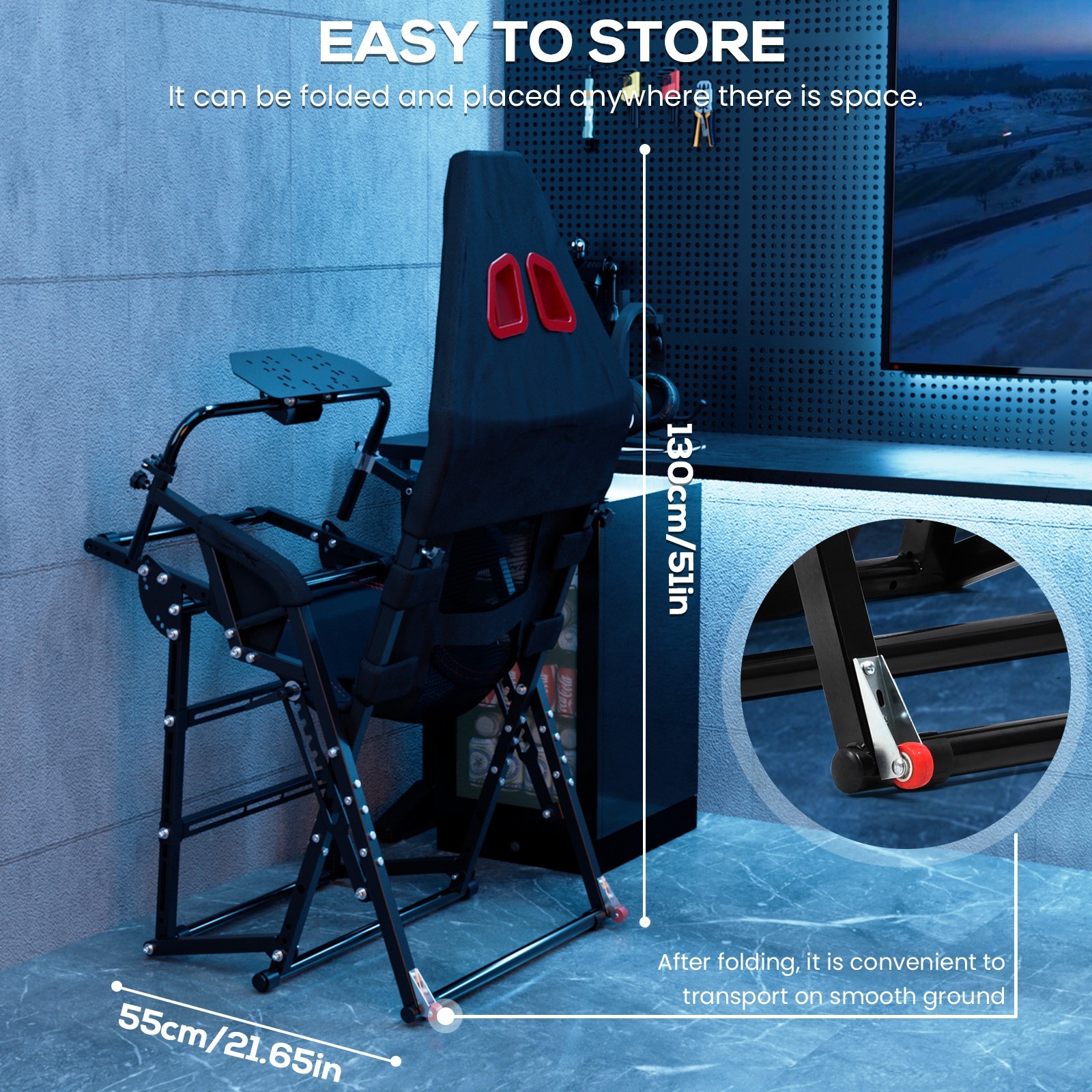 Minneer Foldable Racing Simulator Cockpit Fit Logitech G29G923 Moza Thrustmaster