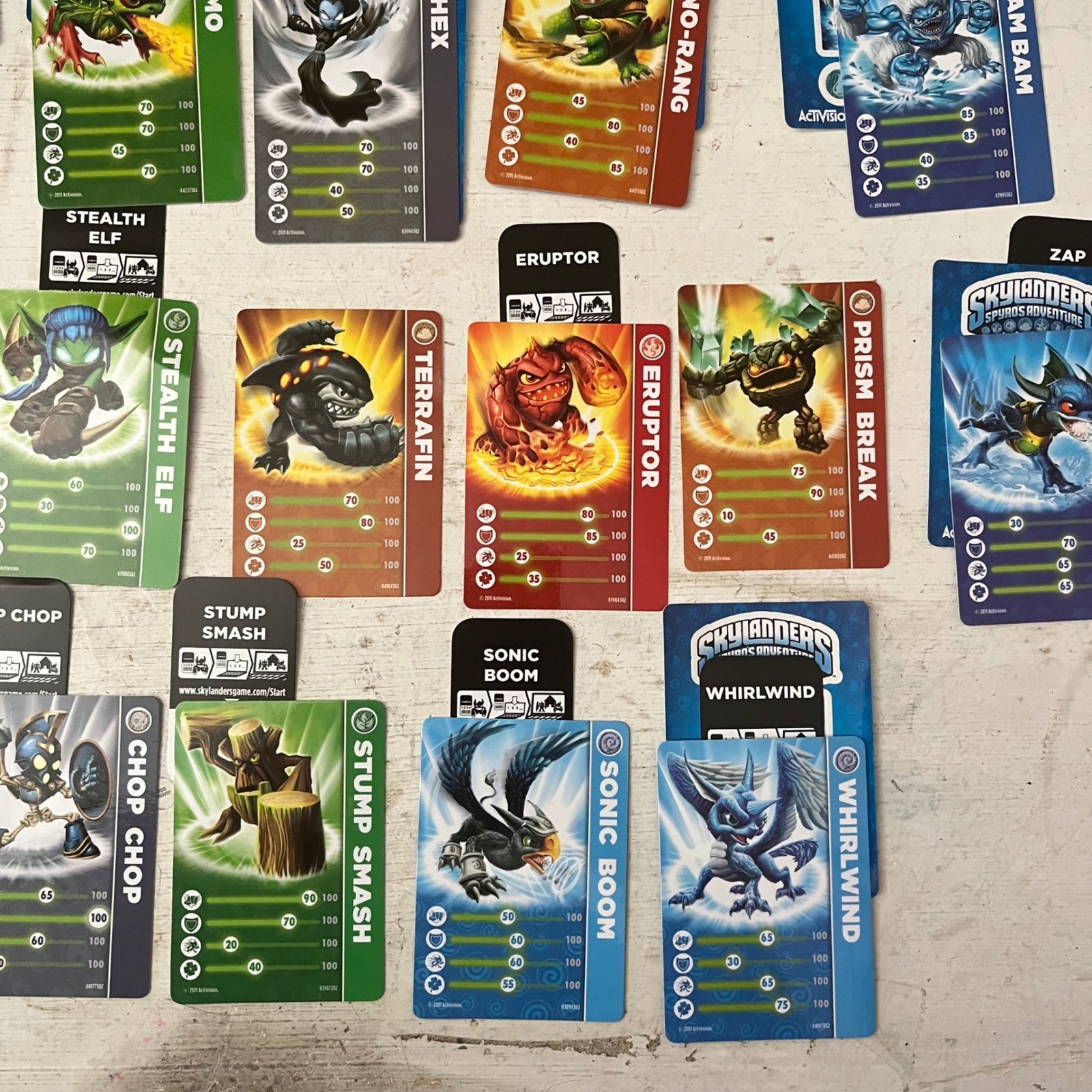 Lot of 22 Skylanders SPYROS ADVENTURE #1 Character Cards & Codes Stickers