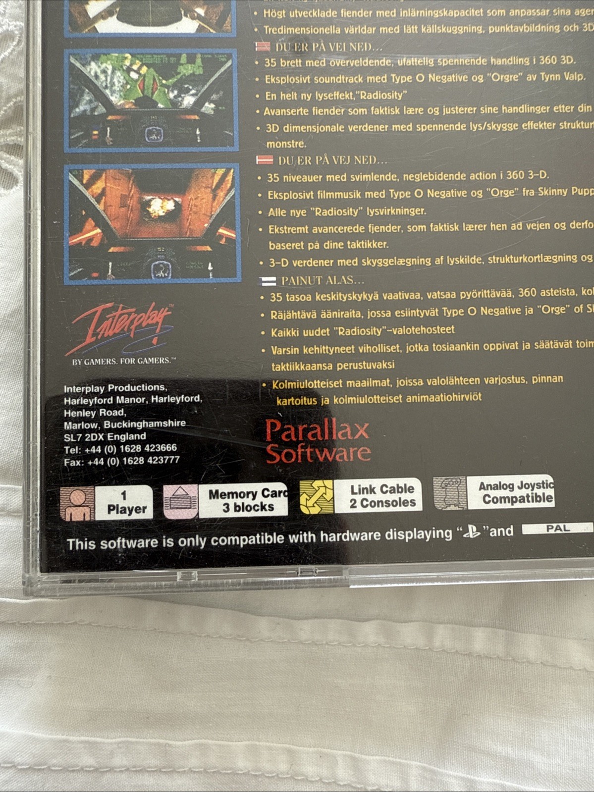 1996 Interplay Productions Descent PS1 PlayStation Game + Manual