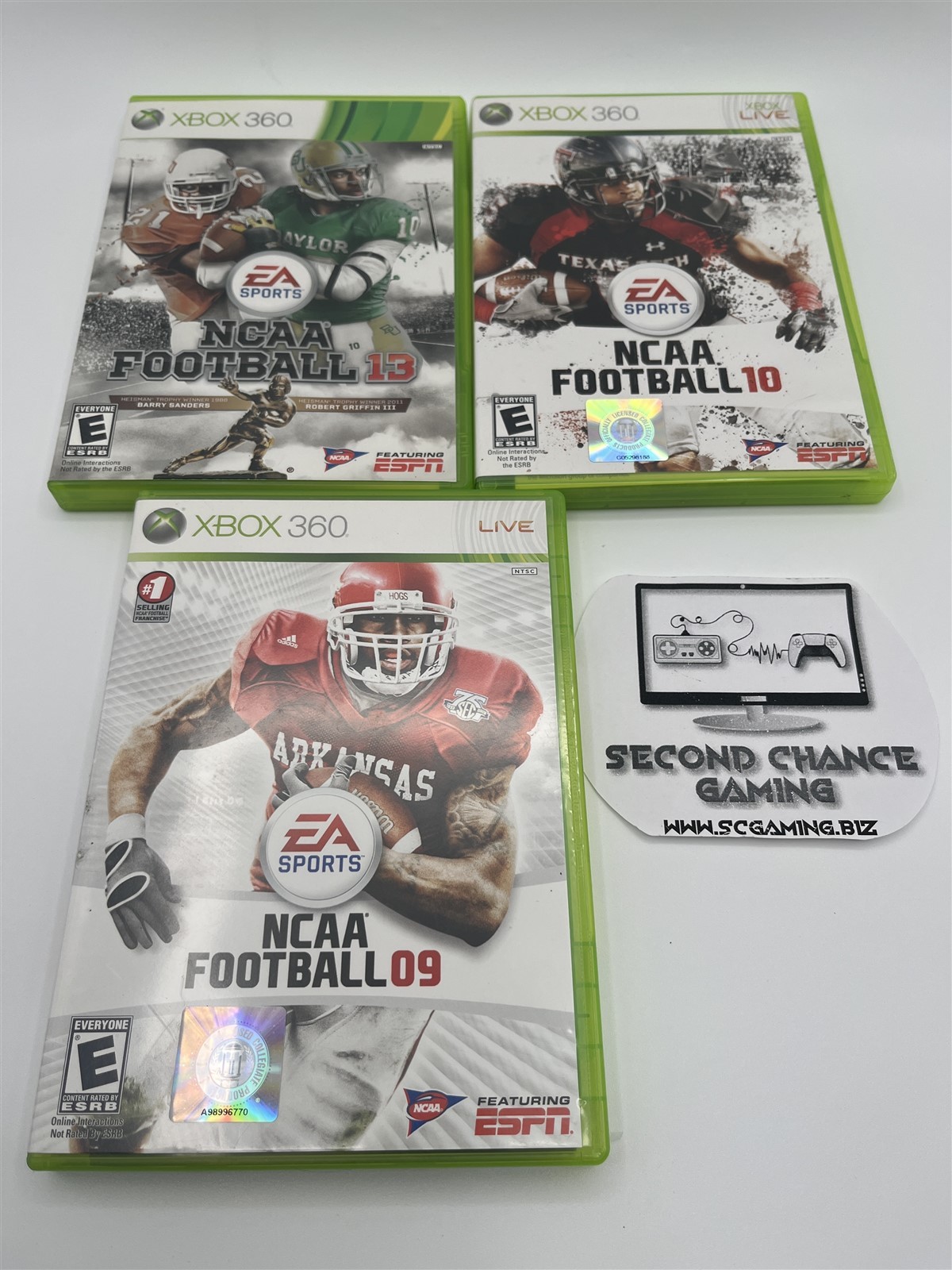 Xbox 360 NCAA Football 09 10 13 Games Bundle Complete Tested Free Shipping