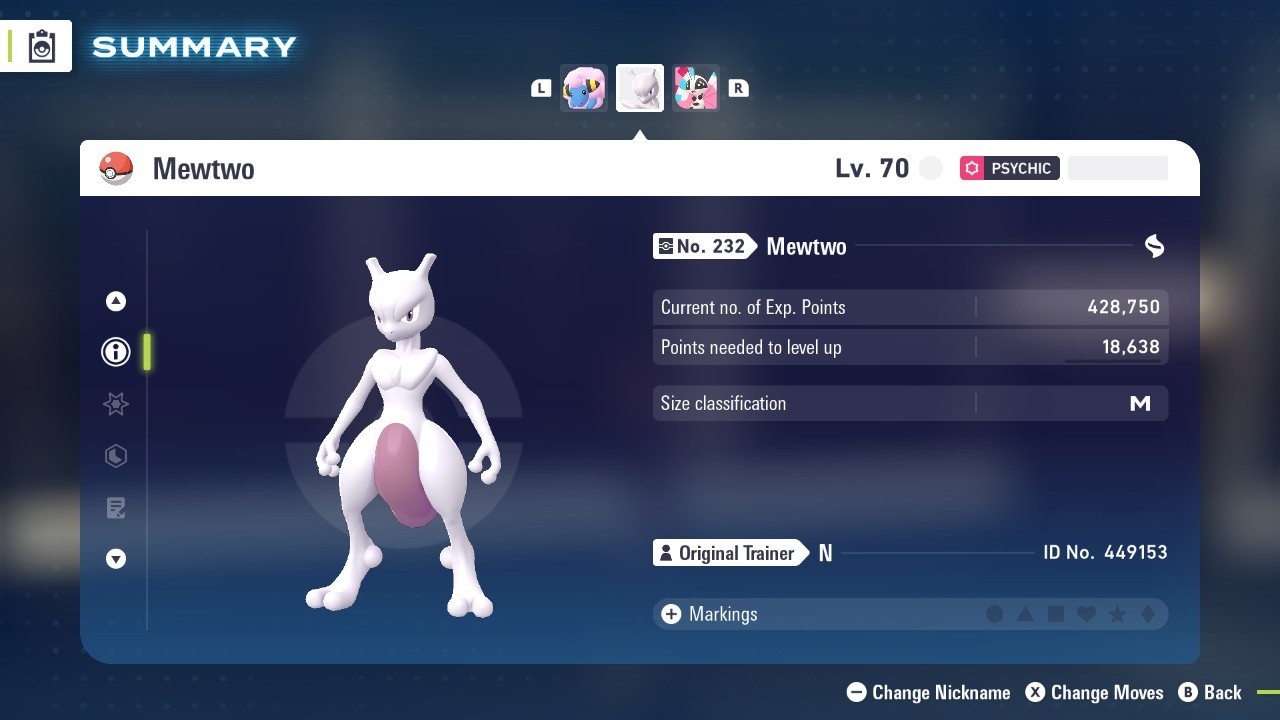 Mewtwo Pokemon Legends ZA ⚫ Untouched / 6 IV 🟢 @ Holding Any Item