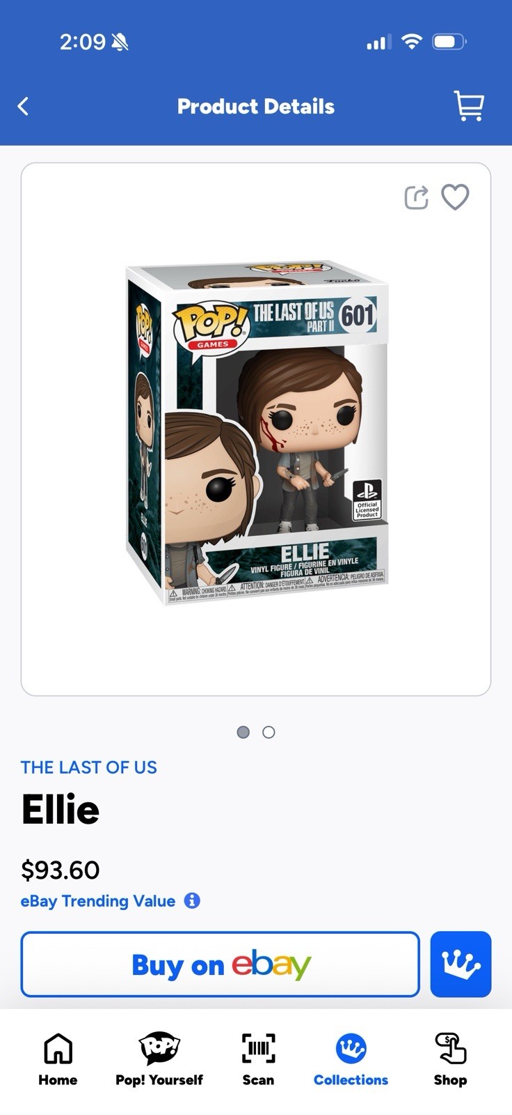 Funko Pop! Games Vinyl Figure Ellie The Last of Us Part II #601 Licensed