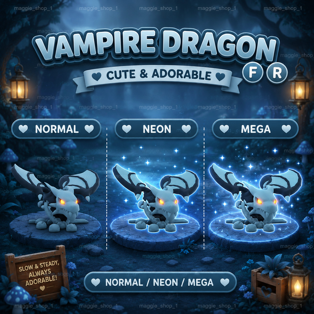 Vampire Dragon FR Normal/Neon /Mega ✨ Adopt From Me Today ✨ Top Picks