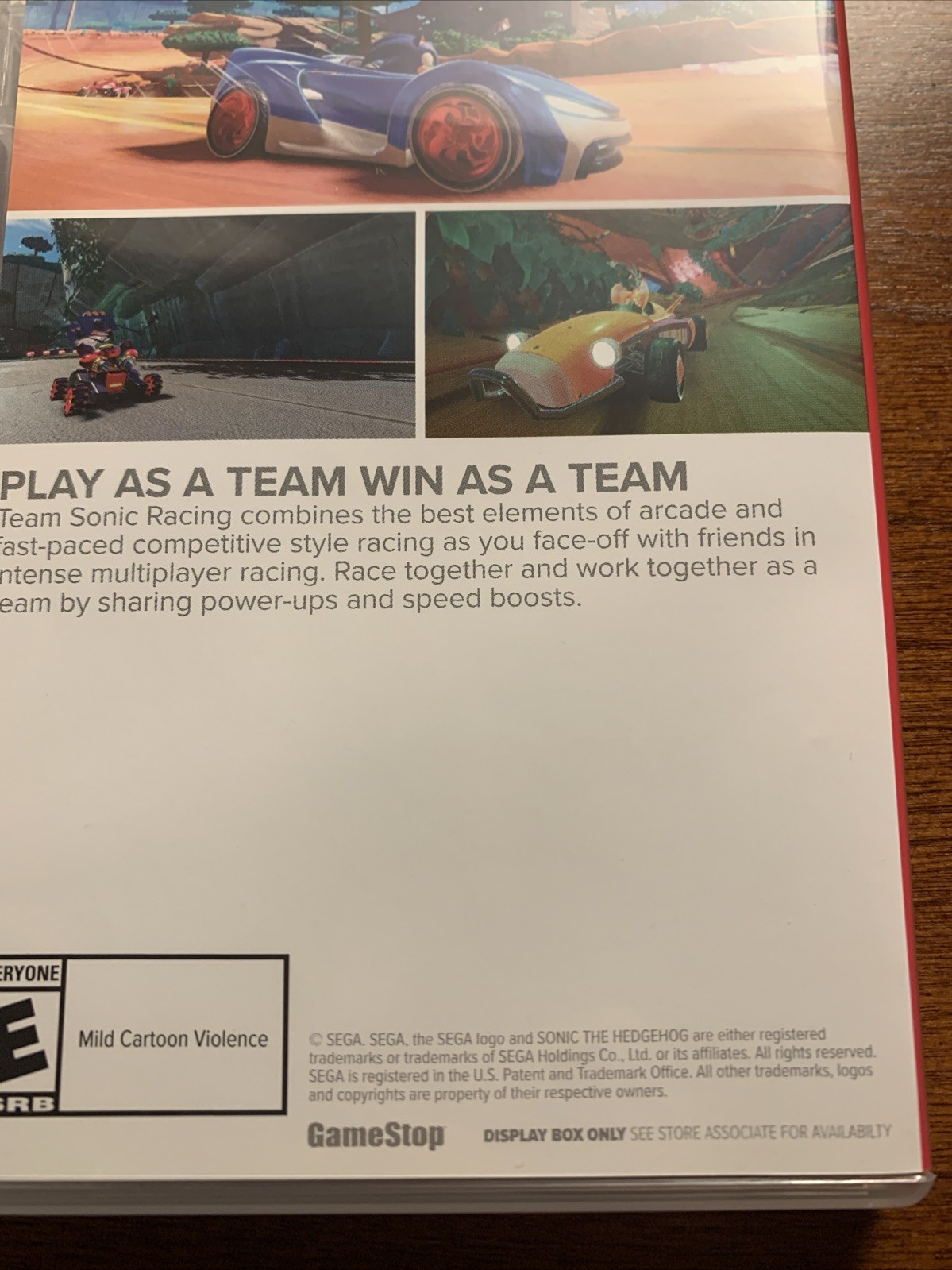 Team Sonic Racing – Nintendo Switch Gamestop Display Box Authentic RARE No Game