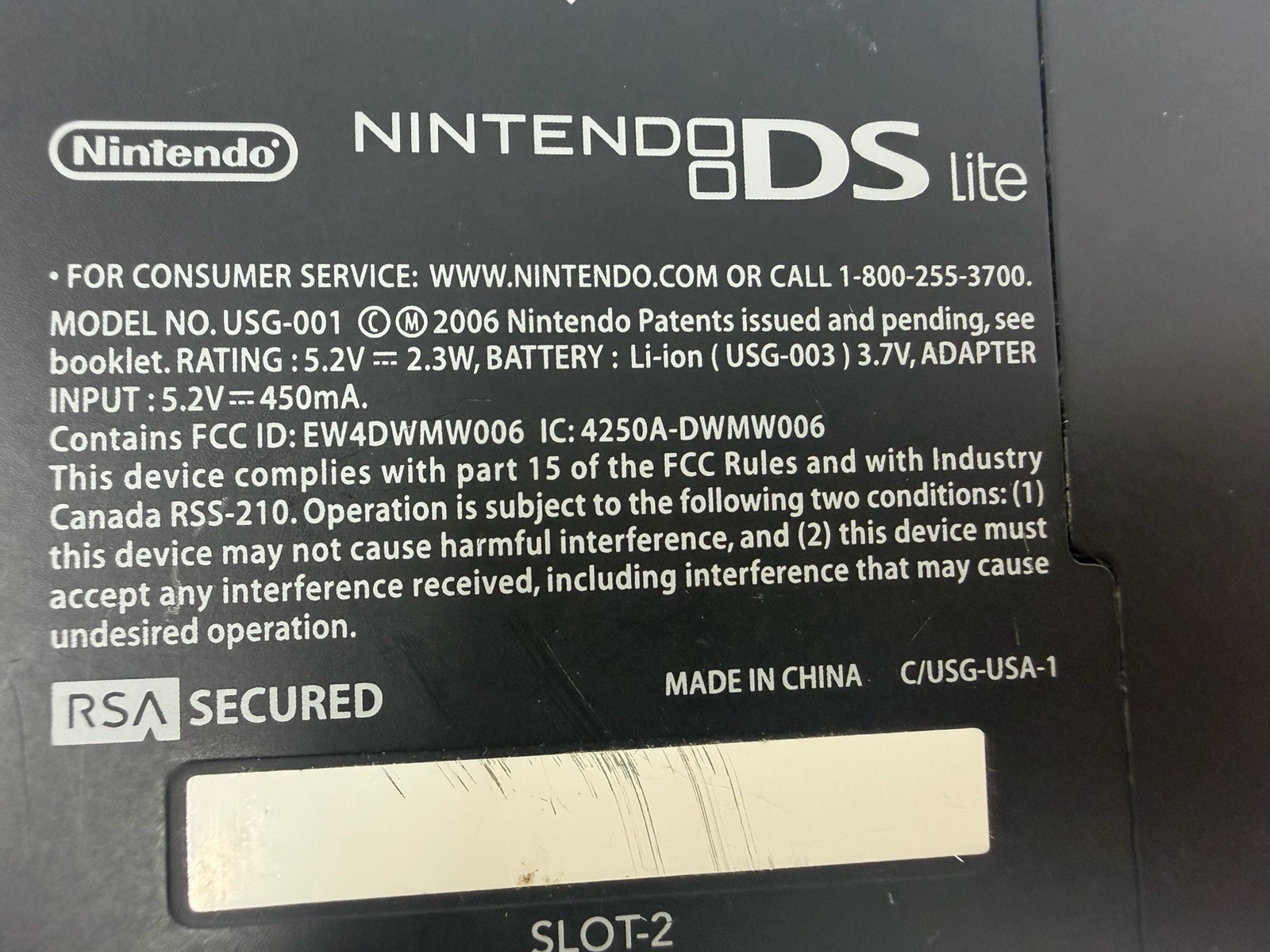 Nintendo DS Lite Crimson Black Model USG-001 Handheld System With Charger Works