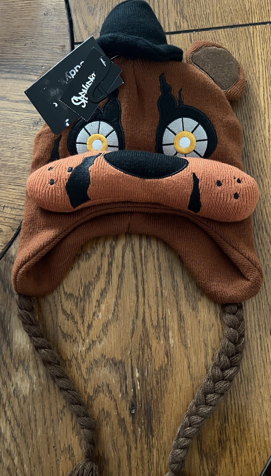 FNAF Five Nights At Freddy’s Brown Laplander Hat w/3-D Freddy Face & Tassels NEW