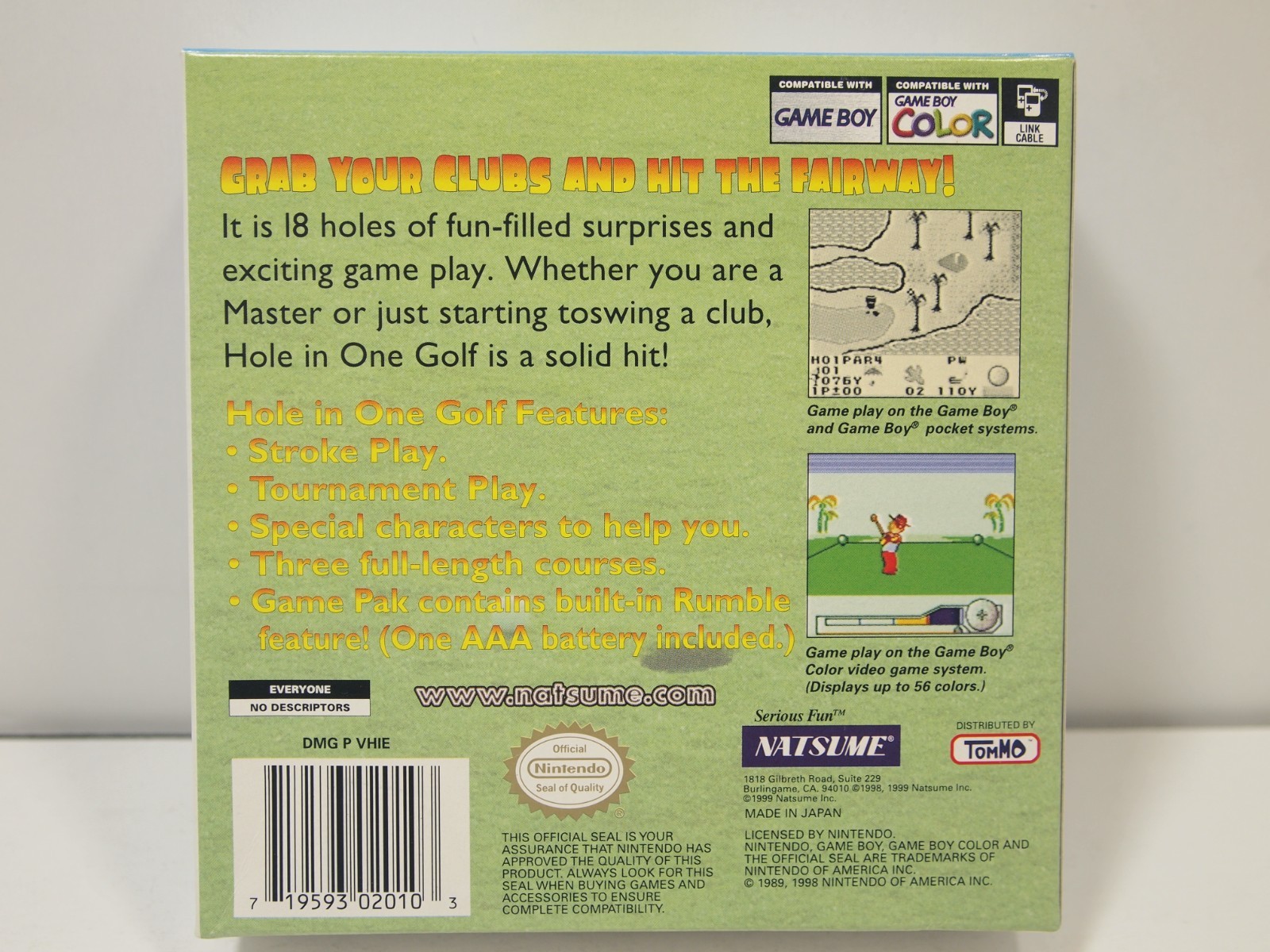 Hole in One Golf (Game Boy Color | GBC) Authentic BOX ONLY
