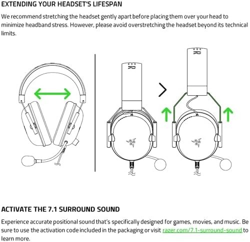 Razer BlackShark V2 X Gaming Headset: 7.1 Surround Sound – 50mm 3.5 mm, Black