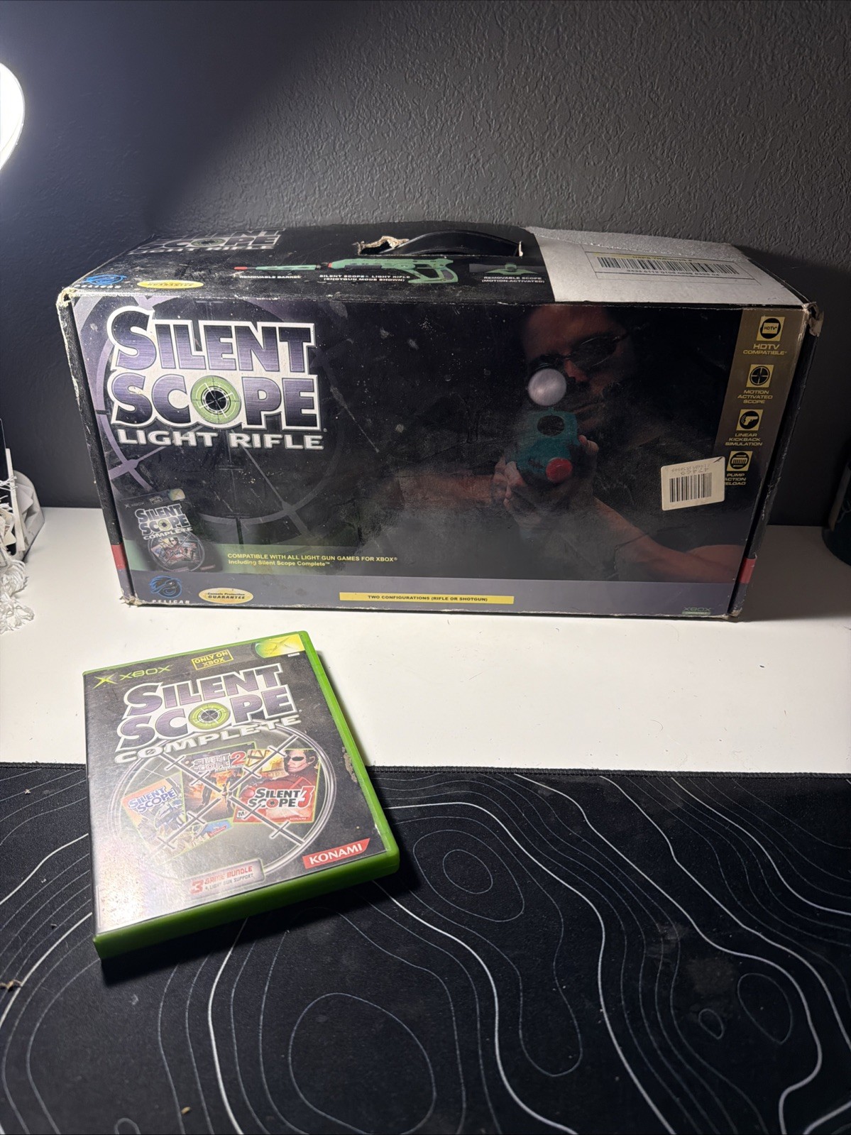 Microsoft Xbox Silent Scope Light Rifle With Game + Box