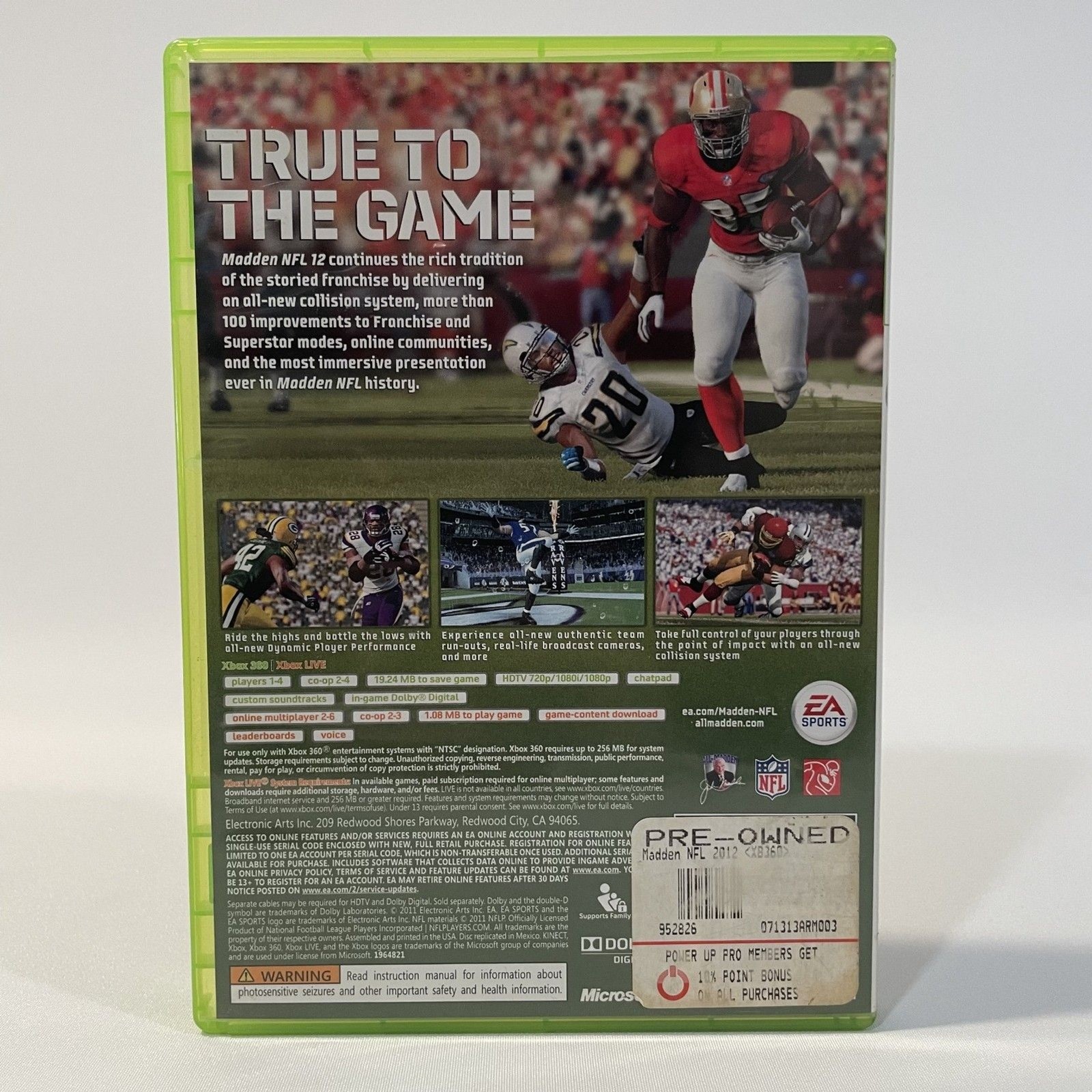 Madden NFL 12 Microsoft Xbox 360 Football Sports Video Game