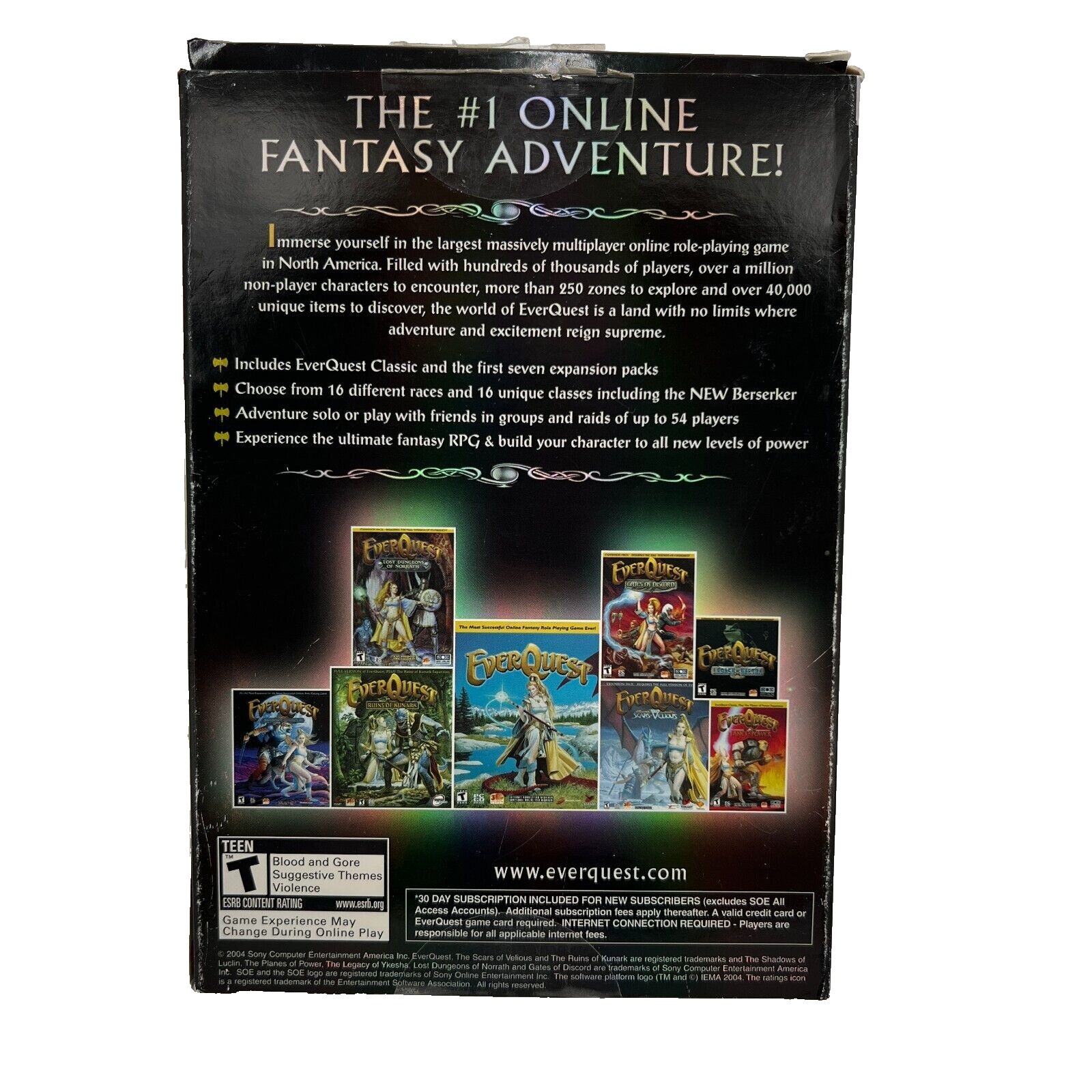 EverQuest Platinum (Classic + 7 Expansions) PC CD-ROM Small Box w/Manual NO MAP