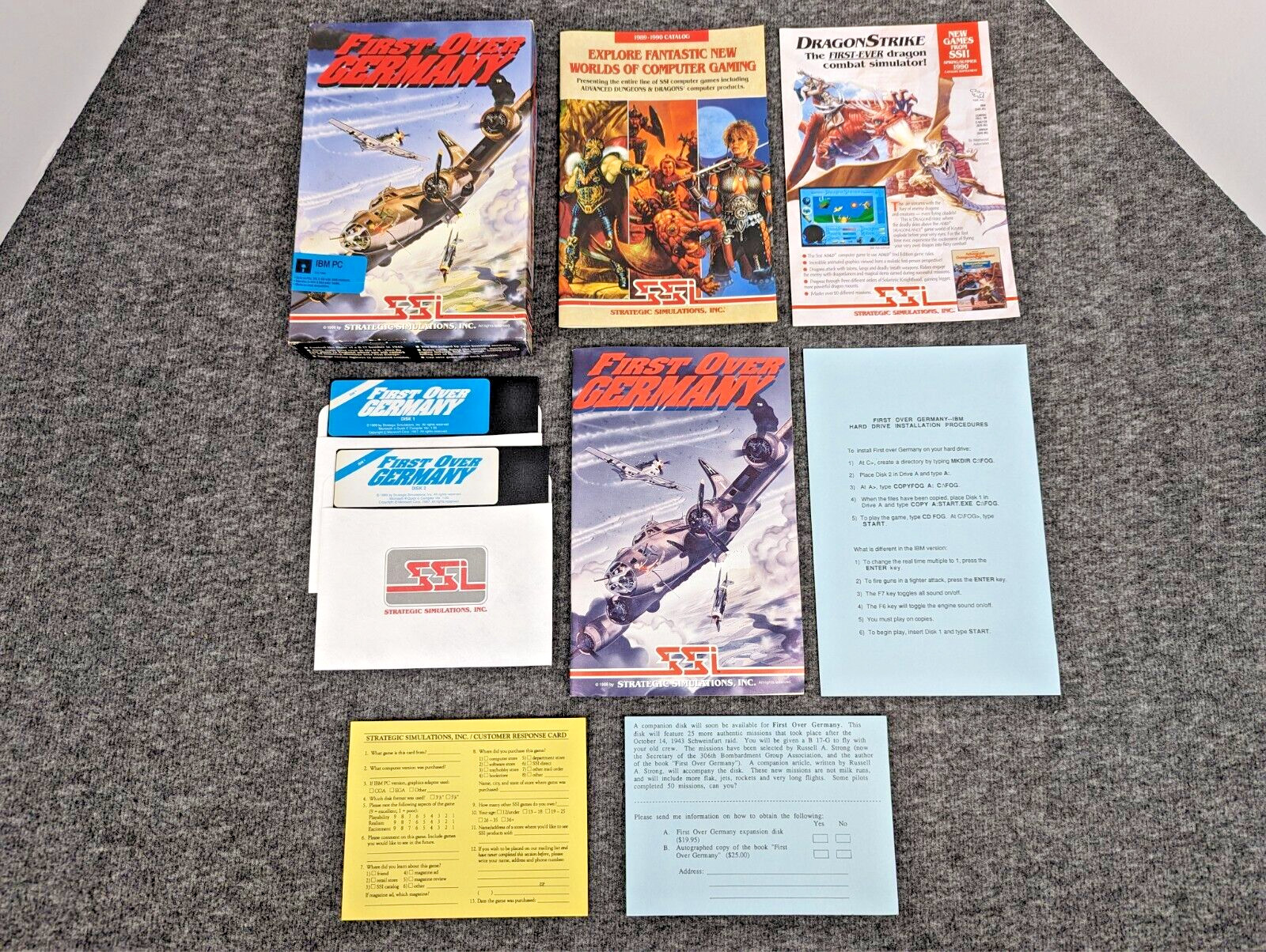 First Over Germany IBM PC 5 1/4 Disk 306th Bomb Group Simulator PC Game 1988 EUC
