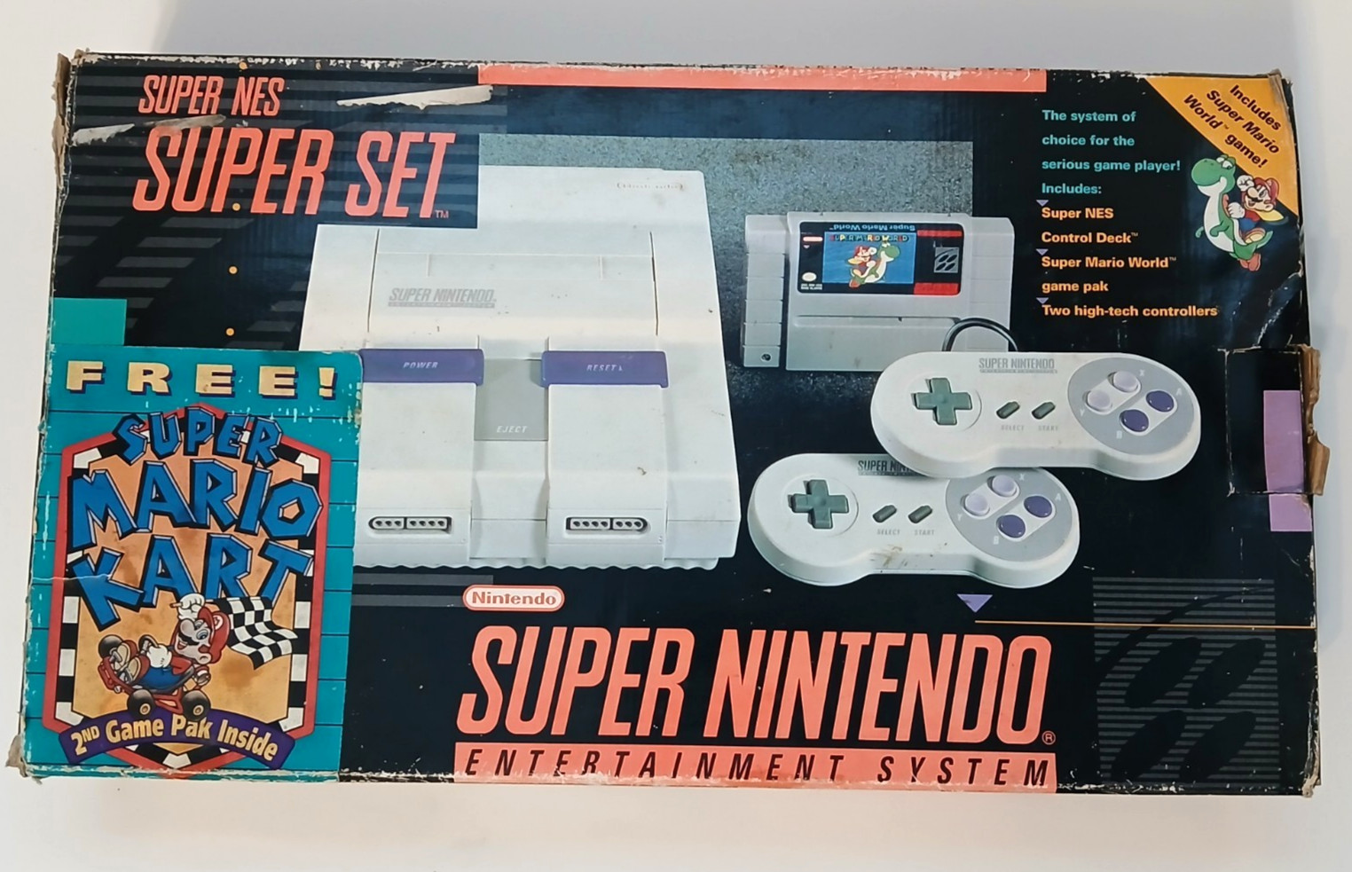 Super Nintendo Super Set – Box Only w/Foam Insert! Mario Kart Sticker Variation