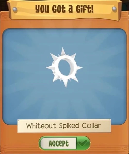 Animal Jam Play Wild AJPW Whiteout Spiked Collar (READ DESCRIPTION)