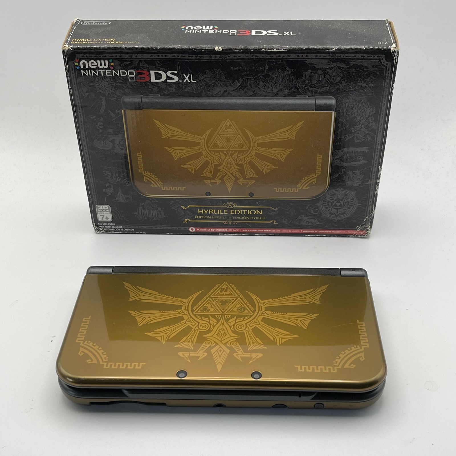 Nintendo New 3DS XL Hyrule Edition Gold Handheld System- CIB- Bottom IPS?