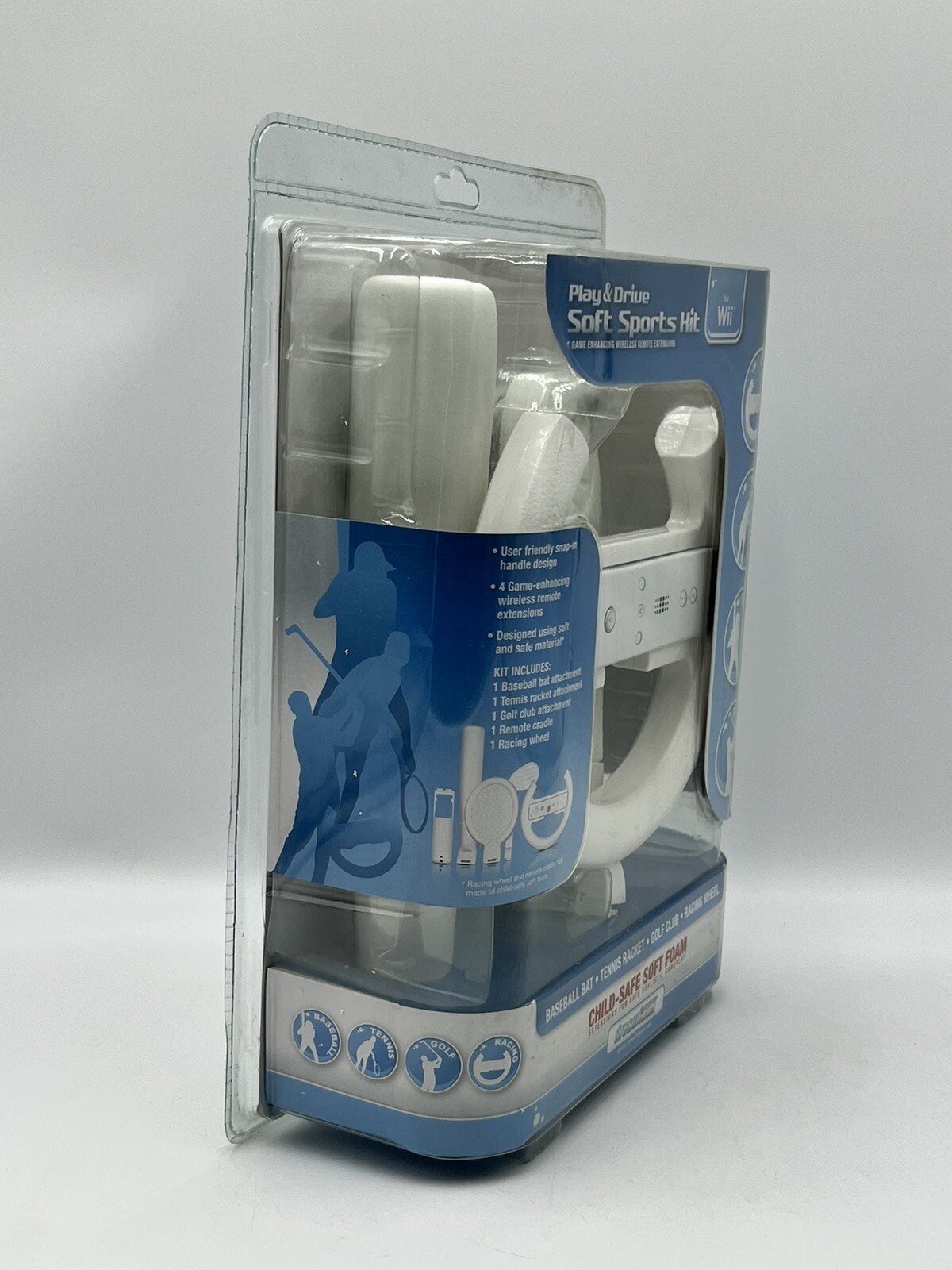 DreamGEAR Play & Drive Soft Sports Kit for Nintendo Wii Bat Racket Club Wheel H8