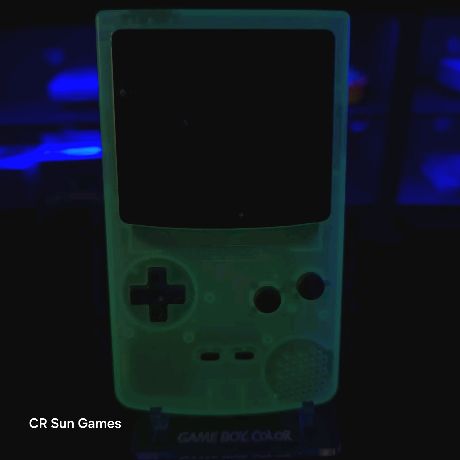 Glow In The Dark Blue Gameboy Color Console OLED Touch Screen GBC Game Boy