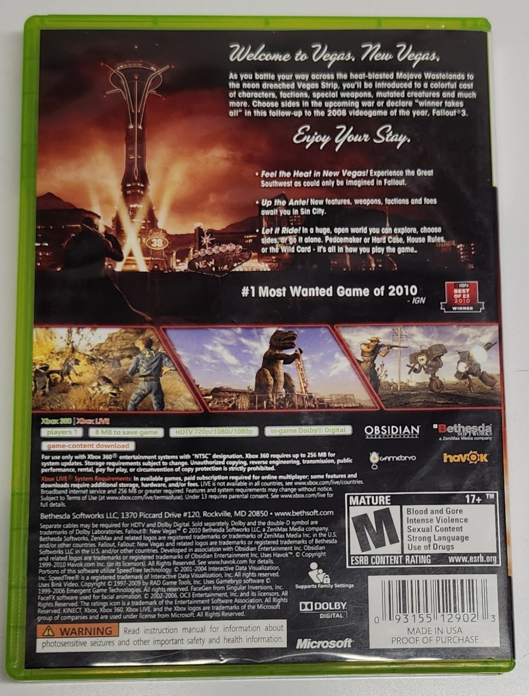 FallOut 3 (2008) & FallOut New Vegas (2012) Lot of 2 (Microsoft XBox) Tested