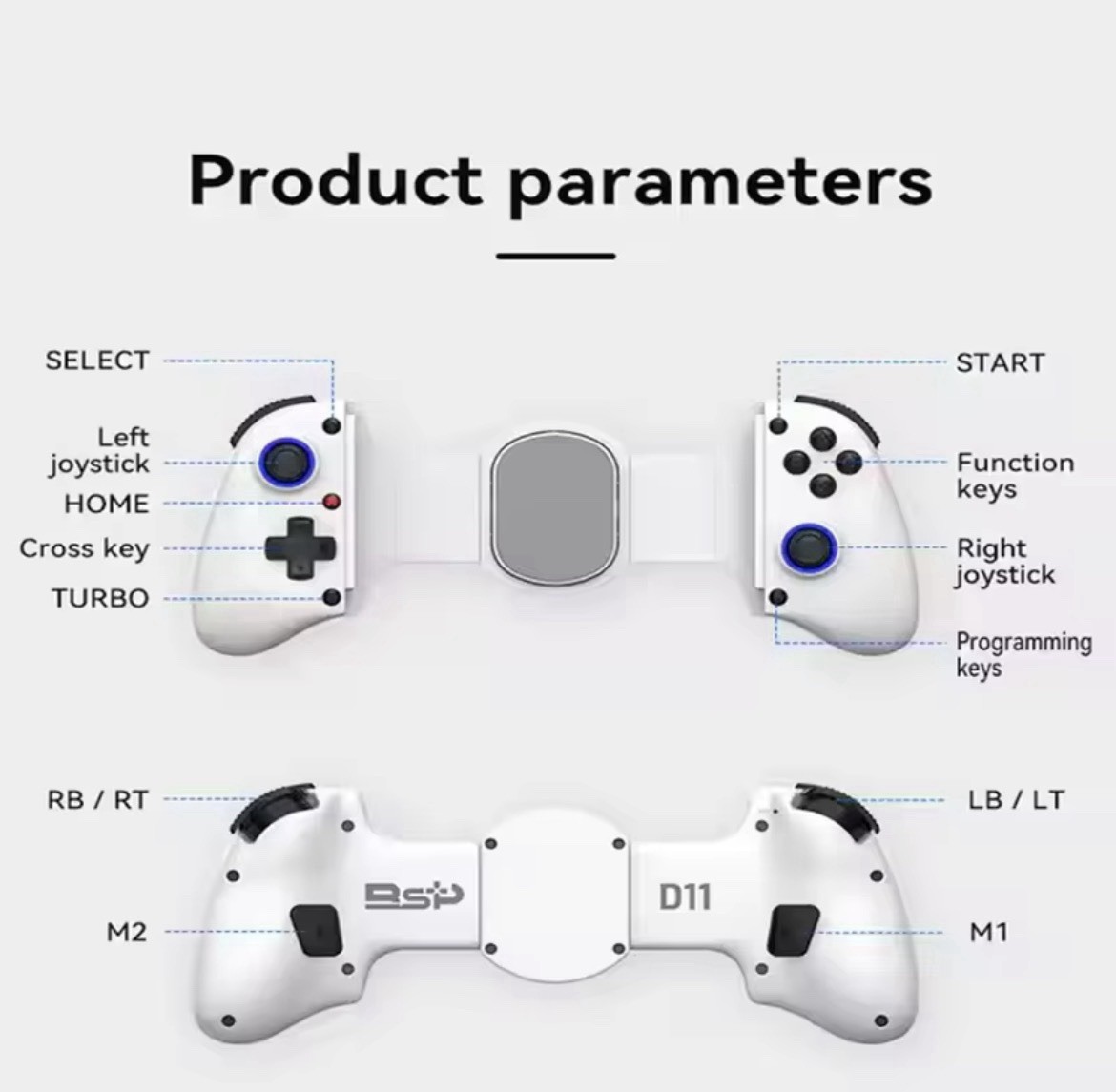 Gamegaga Wireless Ergonomic Mobile Controller for Android and Apple, Black White