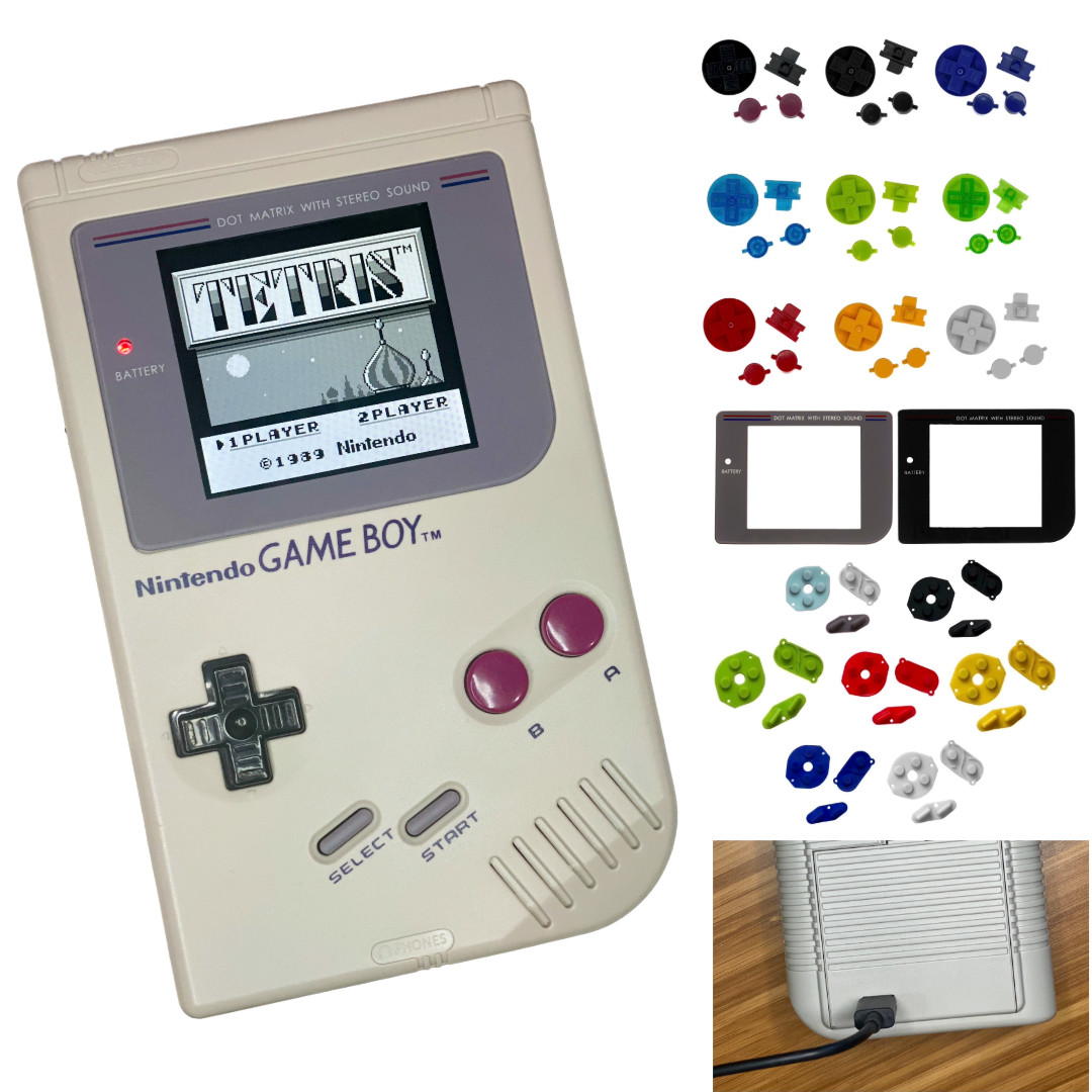 Nintendo Game Boy Original DMG V5 PRO IPS Brighter Backlight GRAY System BATTERY