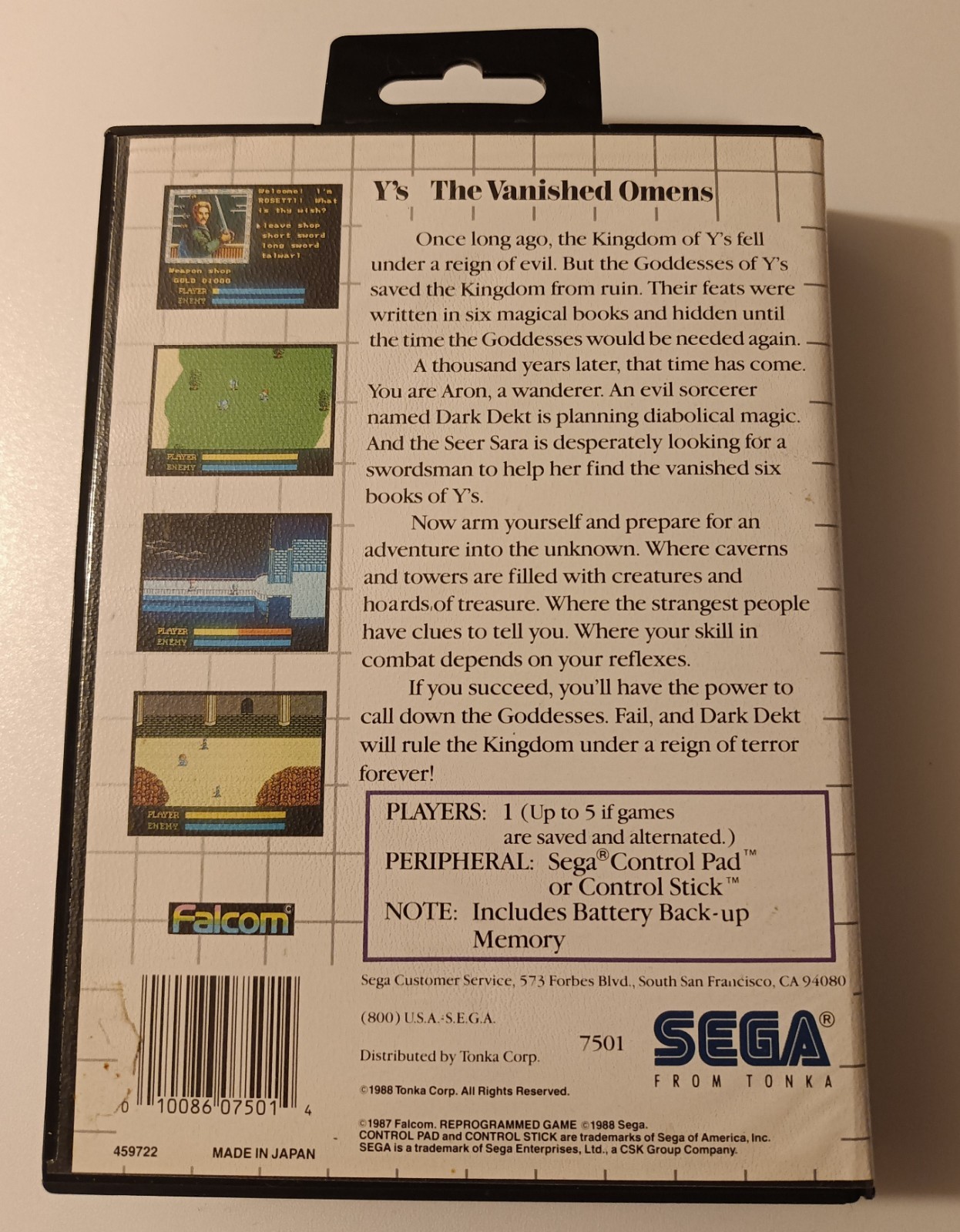 Ys: The Vanished Omens Sega Master System 1988 w/ Manual Video Game vintage rare