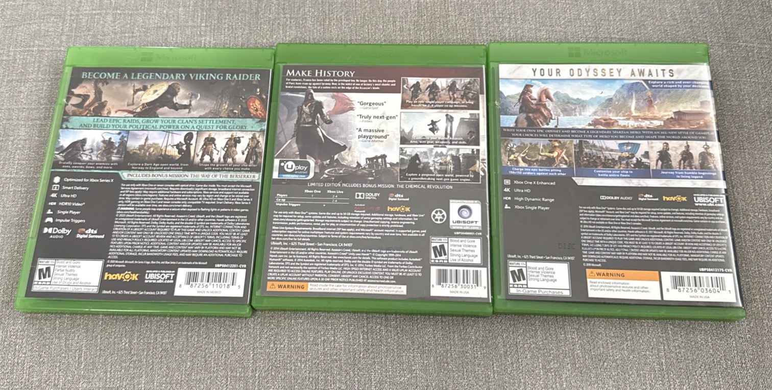 Xbox One Assassin’s Creed Game Lot Valhalla Odyssey Syndicate Tested