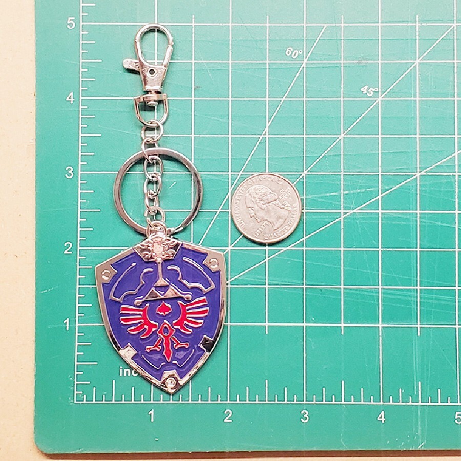 Zelda keychain metal blue Hyrule shield backpack hanger clip accessory gift ▲▲▲