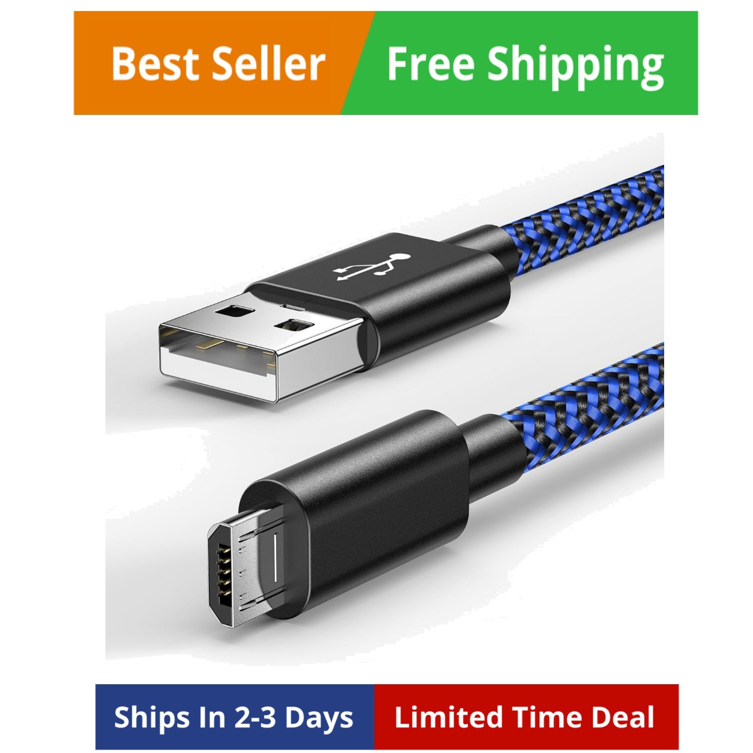 16 FT PS4 Controller Charger Charging Cable, Nylon Braided Extra Long Micro U…