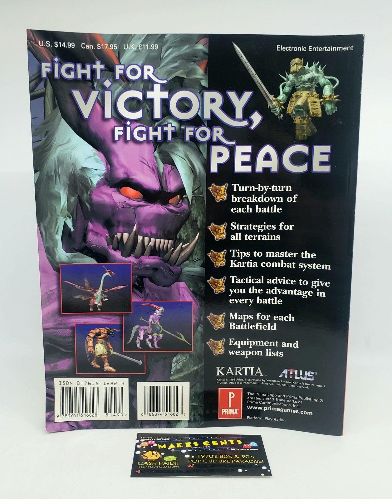 Kartia The Word of Fate Official Strategy Guide Prima PS1 Playstation RPG Atlus