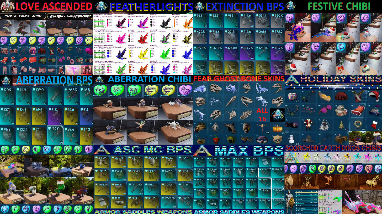 Ark Survival Ascended Chibi ASE PVE Rex Broodmother Tiny Titano Otter Yuty Color