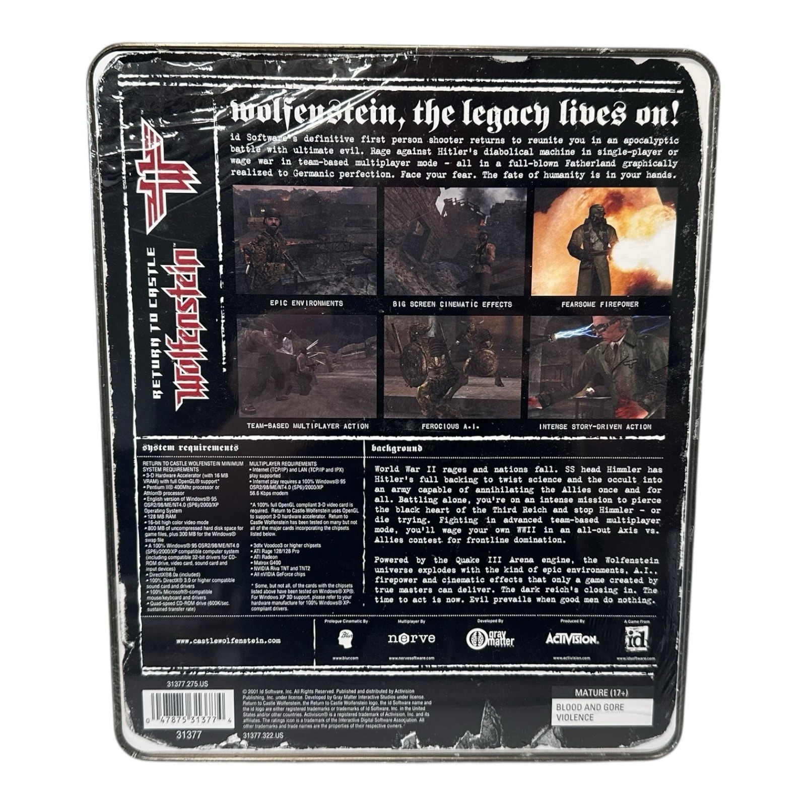 Return to Castle Wolfenstein: Limited Edition (PC 2001) NEW SEALED METAL BOX TIN