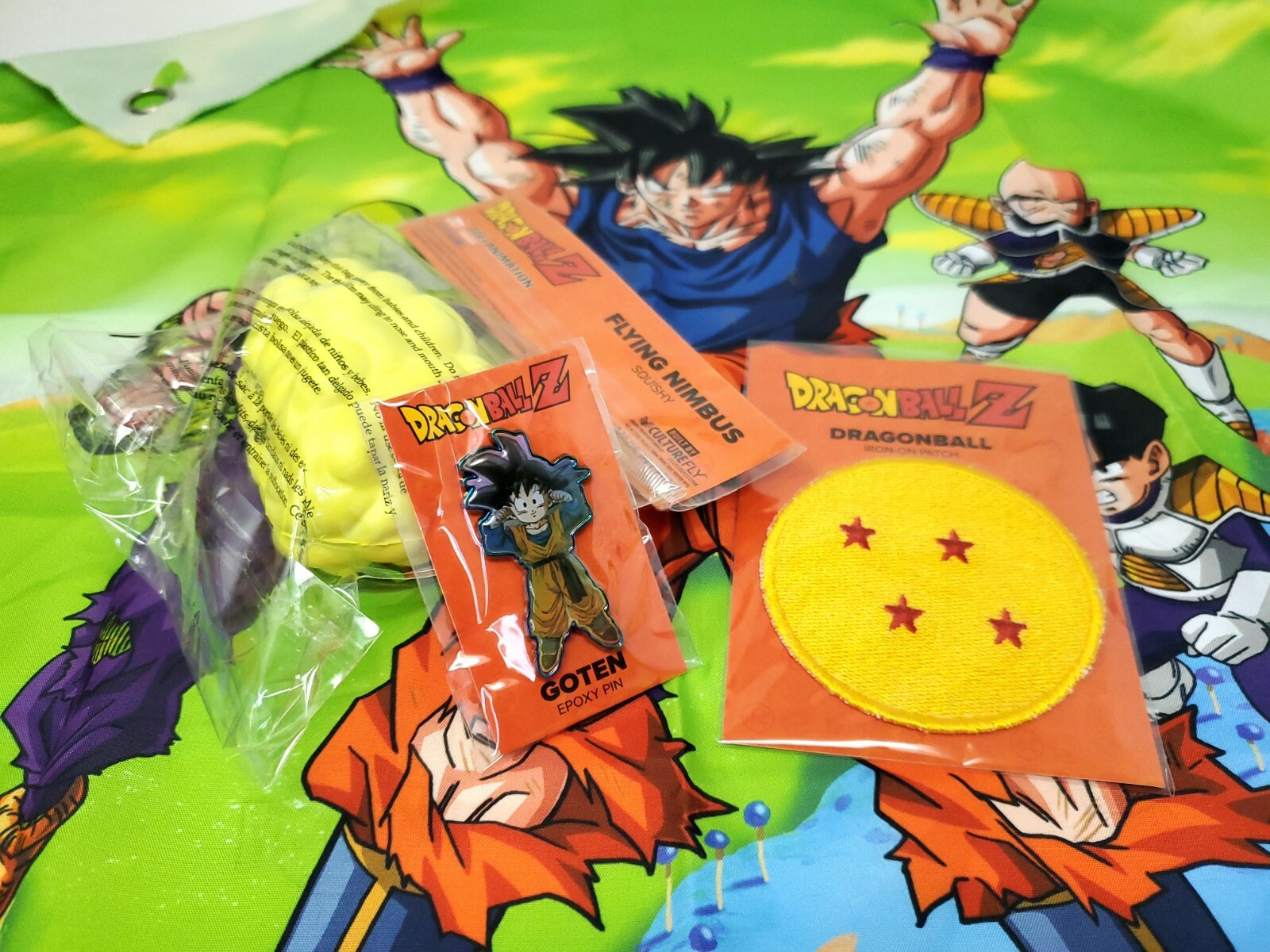DRAGON BALLZ DBZ COLLECTORS BUNDLE by CULTURE FLY PIN, PATCH, CLOTH POSTER