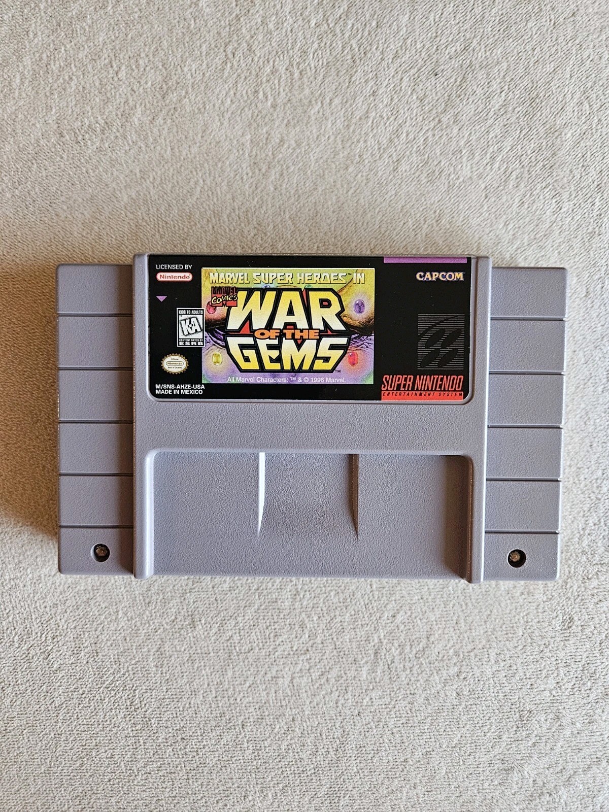 MARVEL SUPER HEROES WAR OF THE GEMS SNES SUPER NINTENDO COMPLETE IN BOX W INSERT