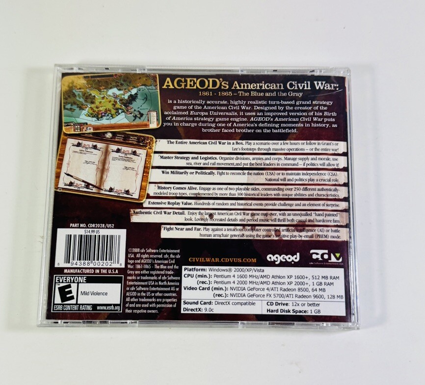 Ageod’s American Civil War: 1861-1865 Windows PC In Jewel Case ML358