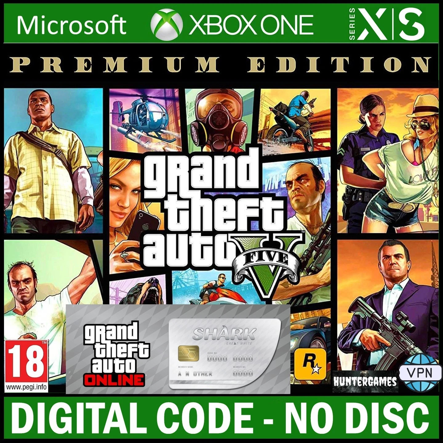 Grand Theft Auto V Whale Shark Edition Xbox One, X|S KEY ARGENTINA VPN No Disc