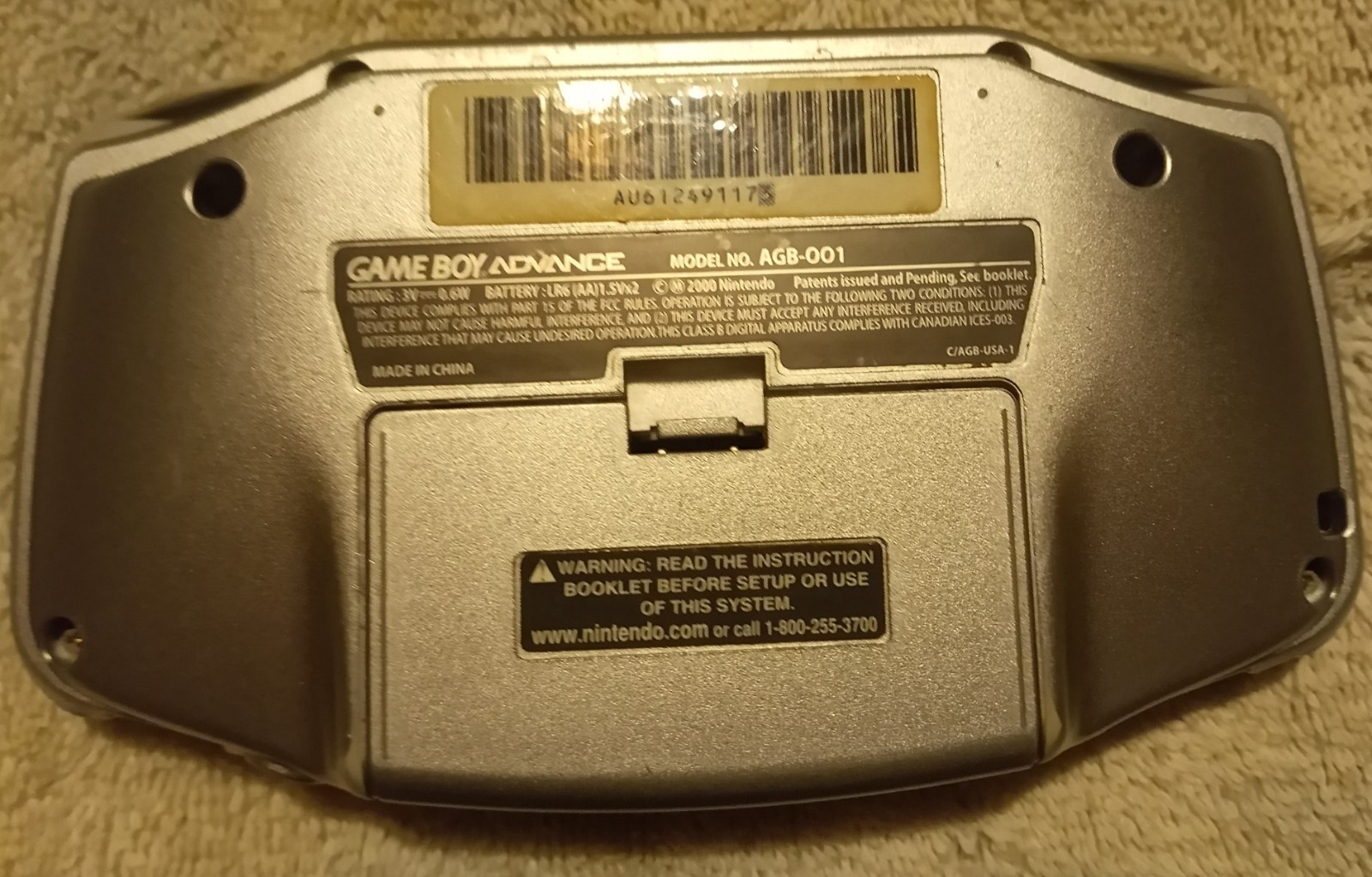 Nintendo Game Boy Advance GBA Platinum Silver AGB-001 Tested Working Complete