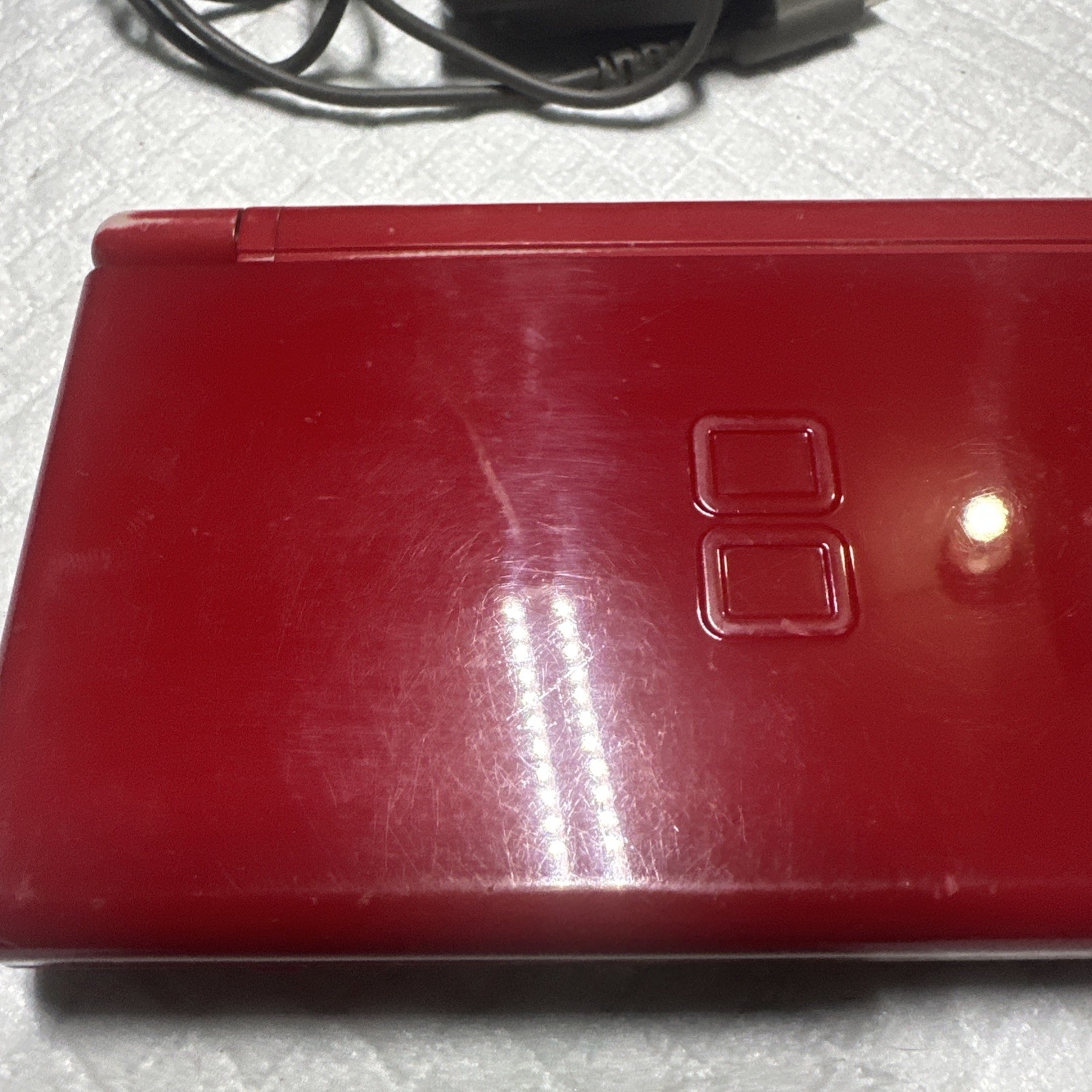 Nintendo DS Lite Mario Edition Console w/ Charger & GBA WORKS! BAD HINGE!