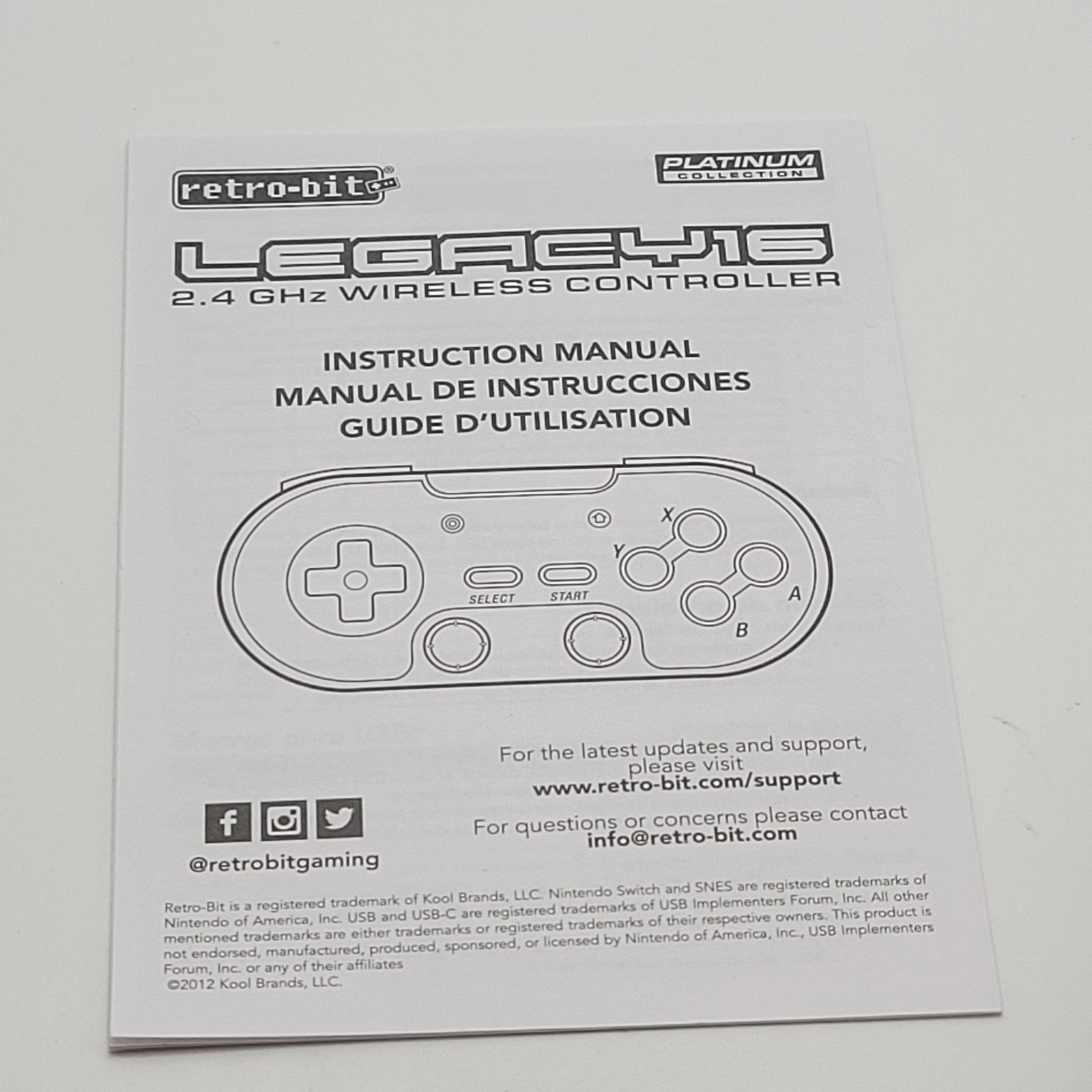 Retro-Bit Legacy 16 Wireless 2.4GHz Controller for SNES, Switch, PC, Mac – Gray