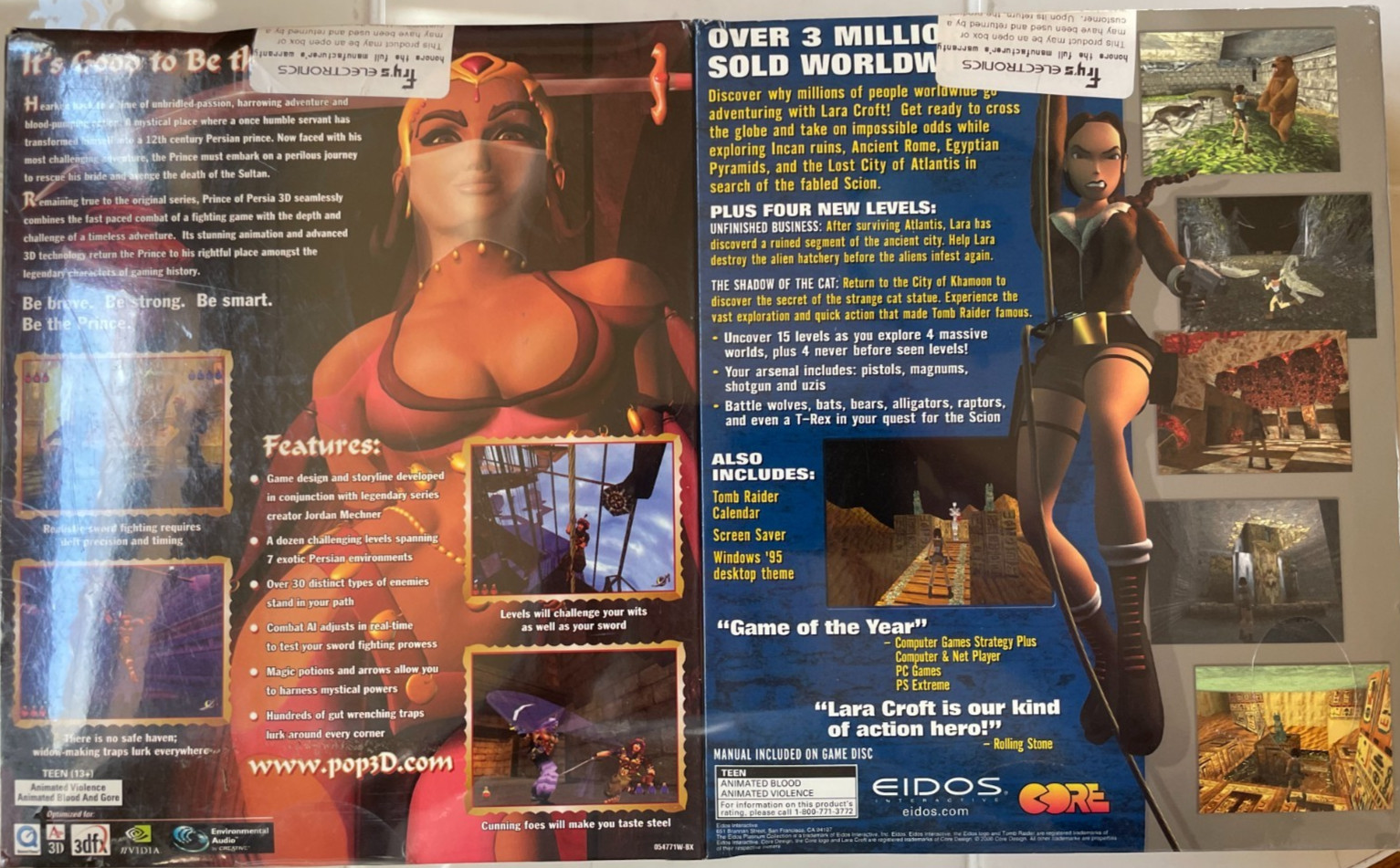 Tomb Raider Gold (PC) Eidos Platinum Collection & Prince of Persia 3D bundle New