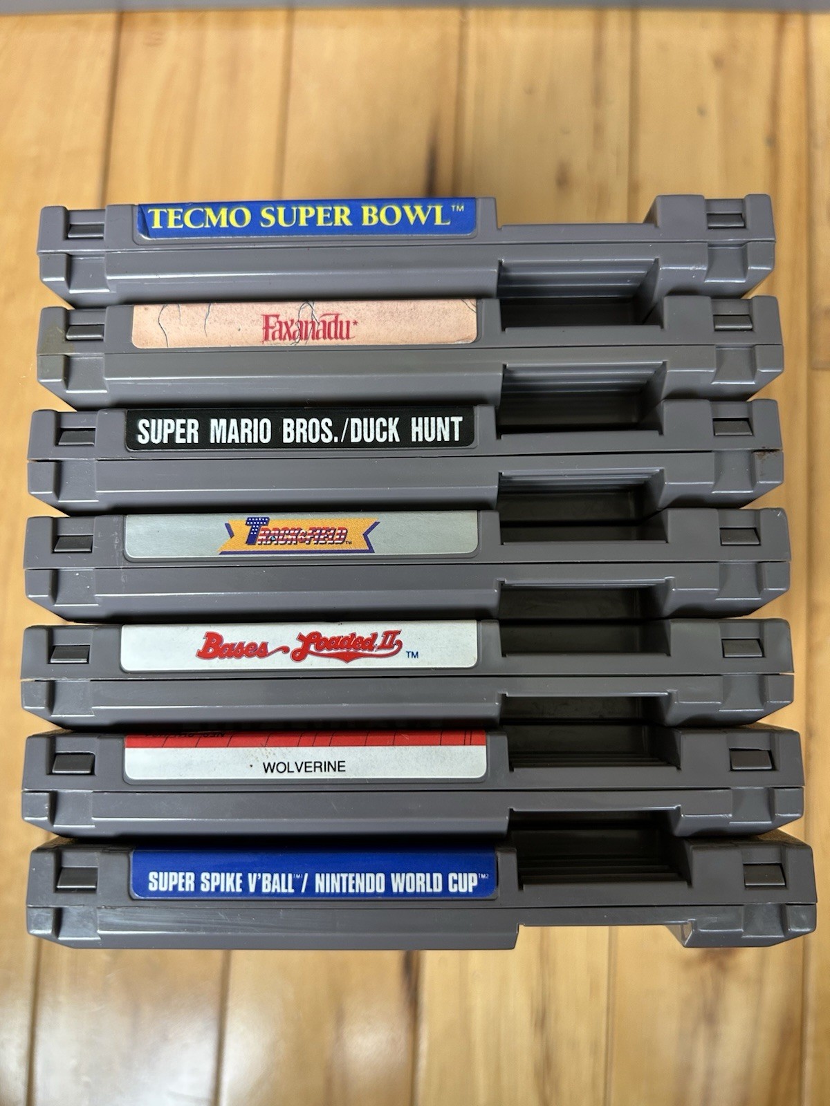 Nintendo NES 7 Game Bundle Super Mario/Duck Hunt, Tecmo Super Bowl, Wolverine