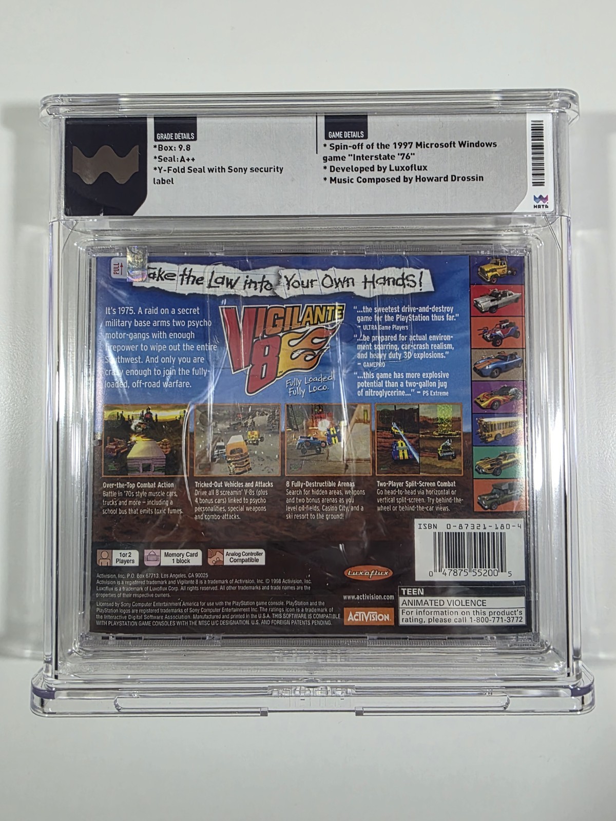 Vigilante 8 Sony PlayStation 1 1998 WATA 98 A TOP POP 1 of 1 G2U