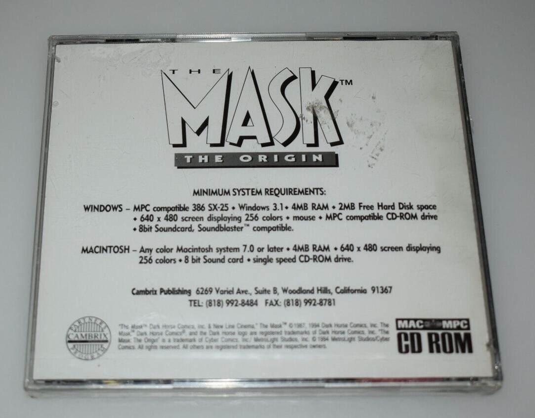 The Mask The Origin by Dark Horse Comics Vintage PC MAC Game Sealed 1994 NEW