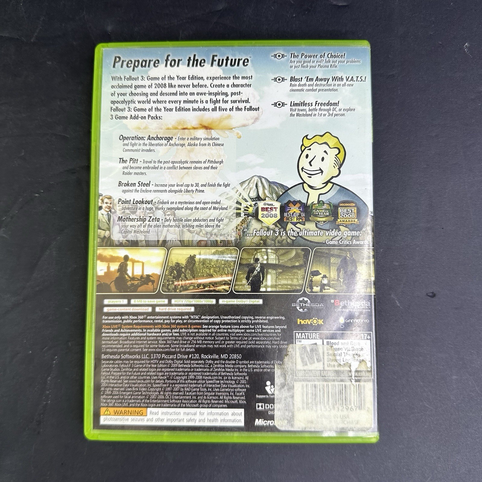 Fallout 3 – Game of the Year Edition (Microsoft Xbox 360, 2009) No Manual