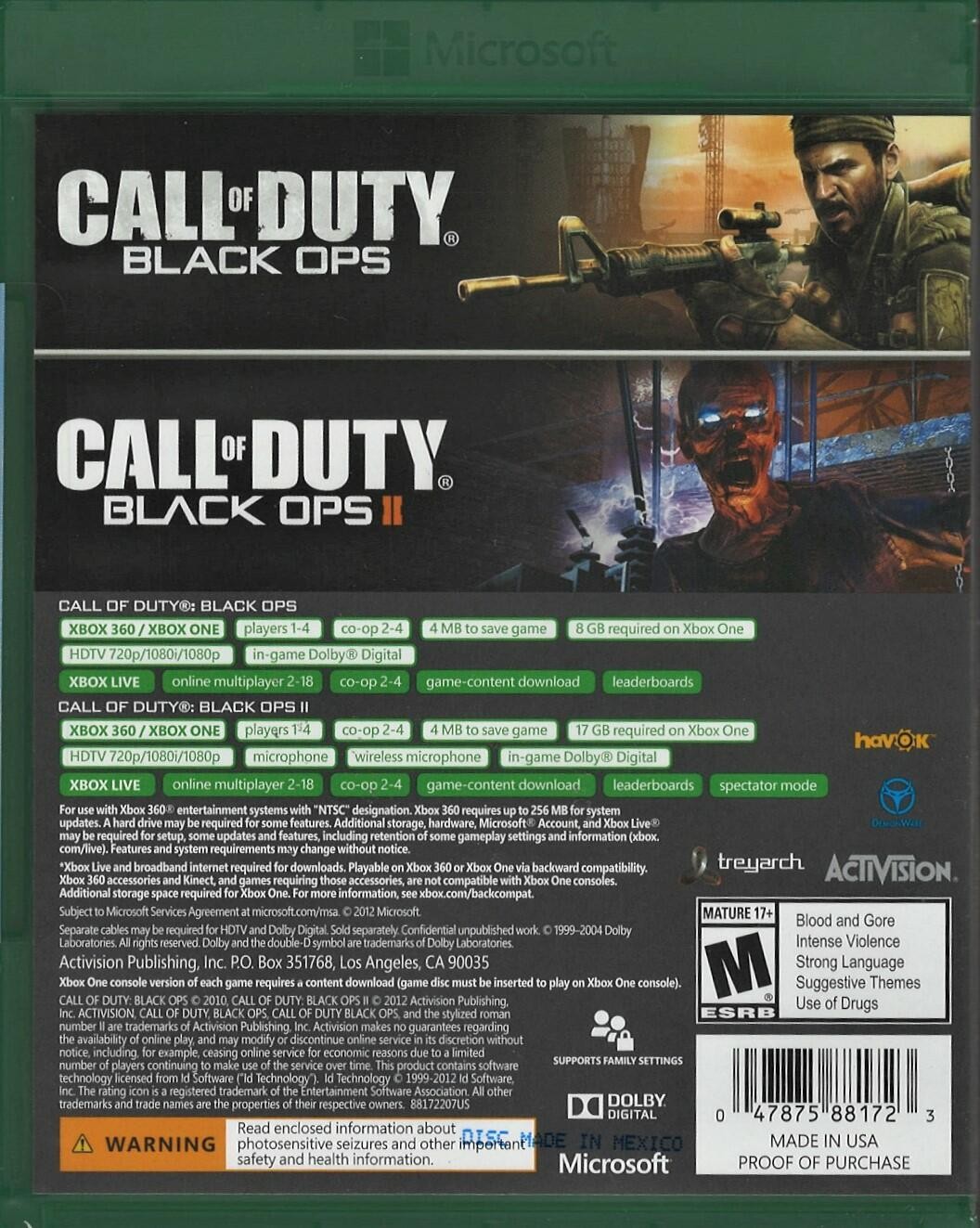 Call of Duty: Black Ops 1 & 2 Combo Pack – Xbox 360/Xbox One