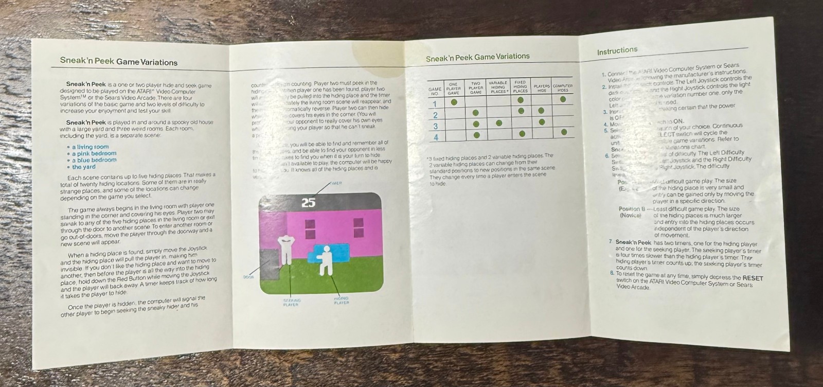 Atari 2600 – Sneak’n Peek 1982 – Vidtec U.S. Games – Game Cartridge & Manual