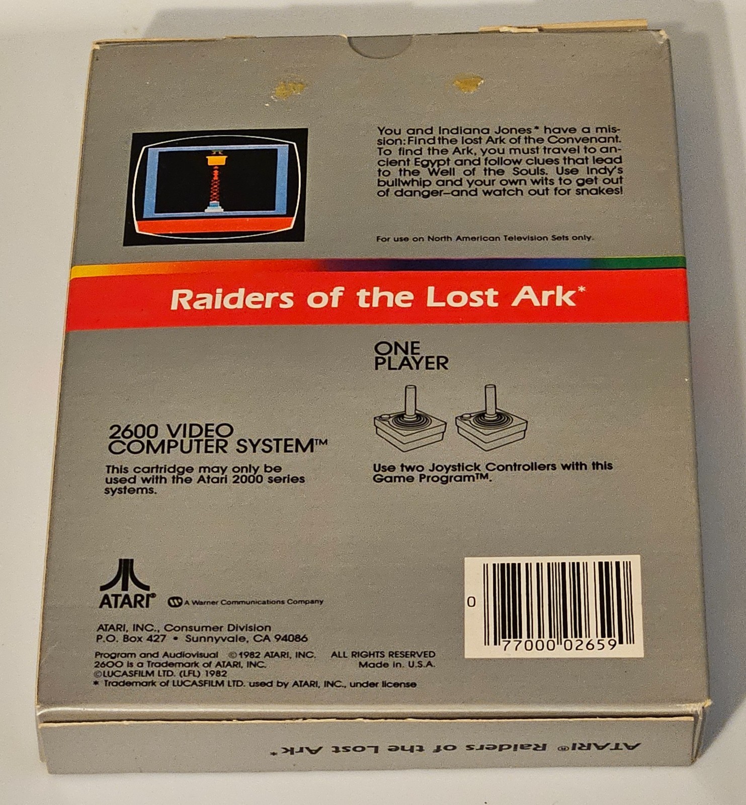 Raiders of the Lost Ark Atari 2600 “RAIDERS LOST ARK” Variant Misprint CIB WORKS