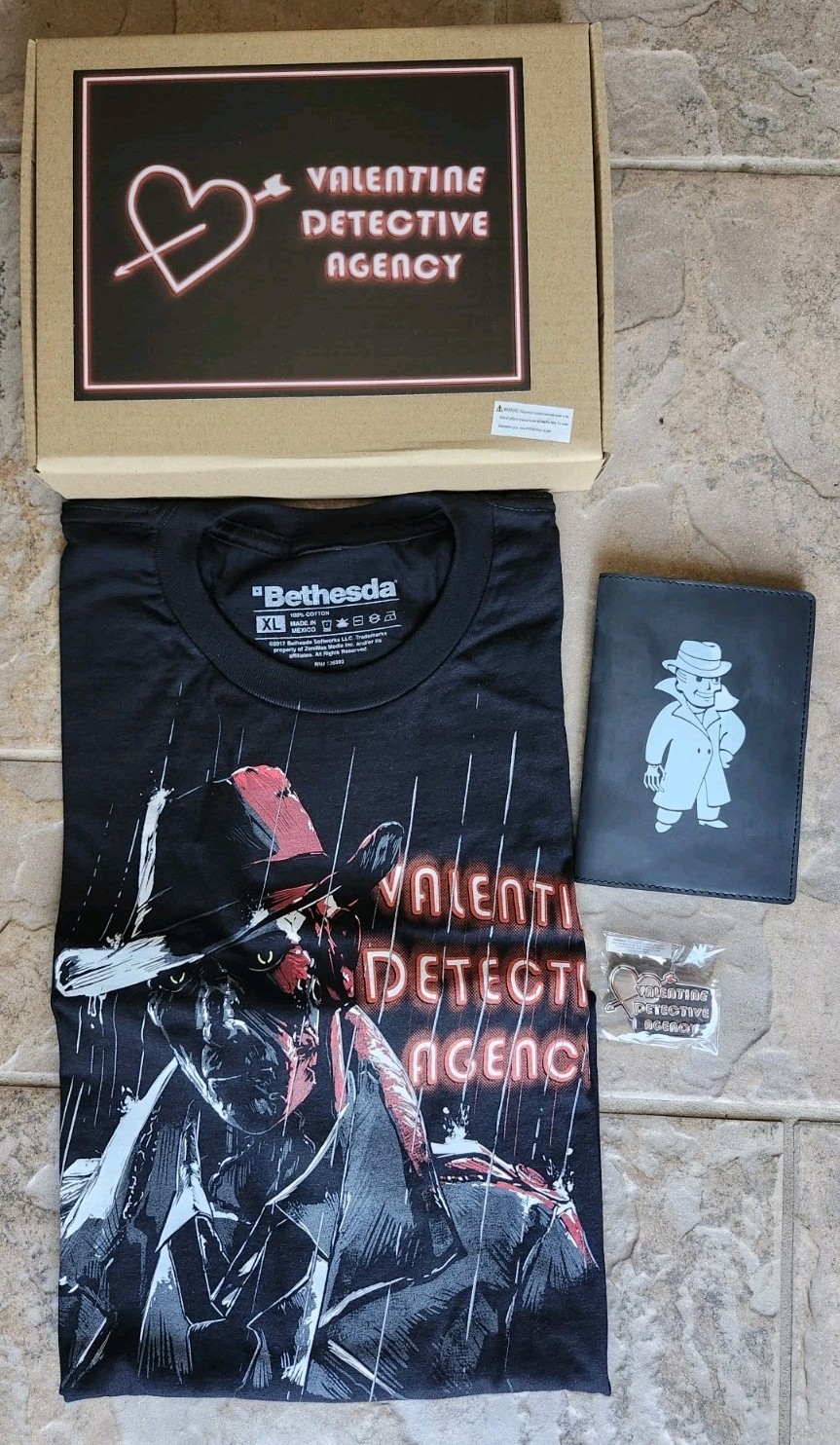 Rare Fallout Nick Valentine Detective Agency XL Shirt Pin Sign Limited Edition