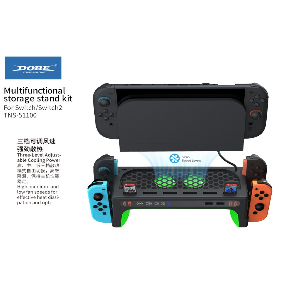 For Switch 2 Switch Desktop Handle Dock Charger Wall Mount Cooling Fan Stand Kit