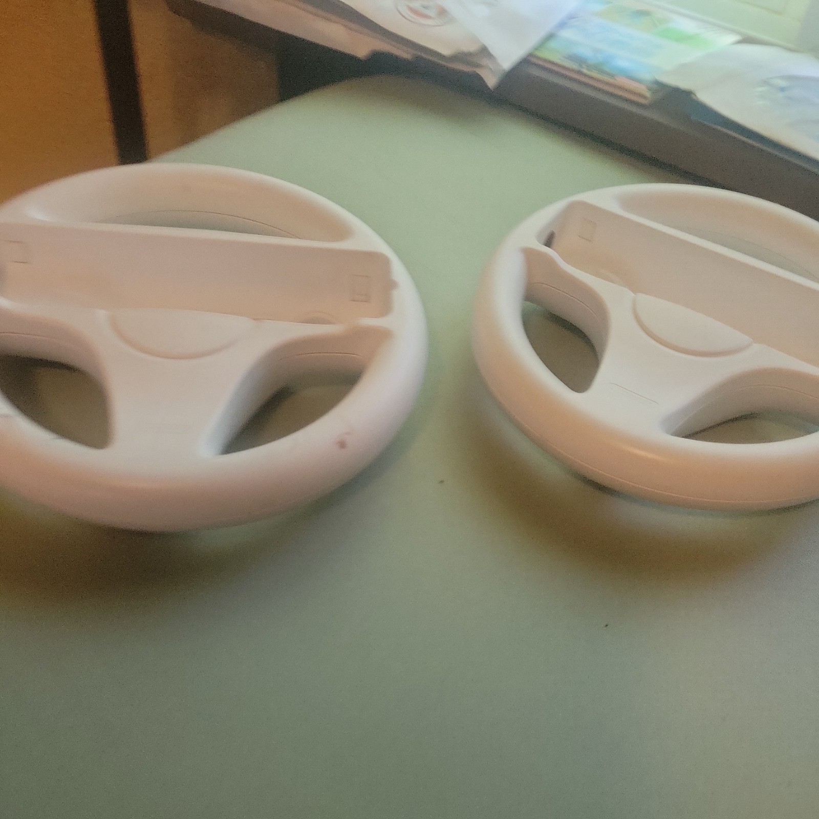 2X Official Nintendo Wii Steering Wheel Mario Kart OEM White RVL-024