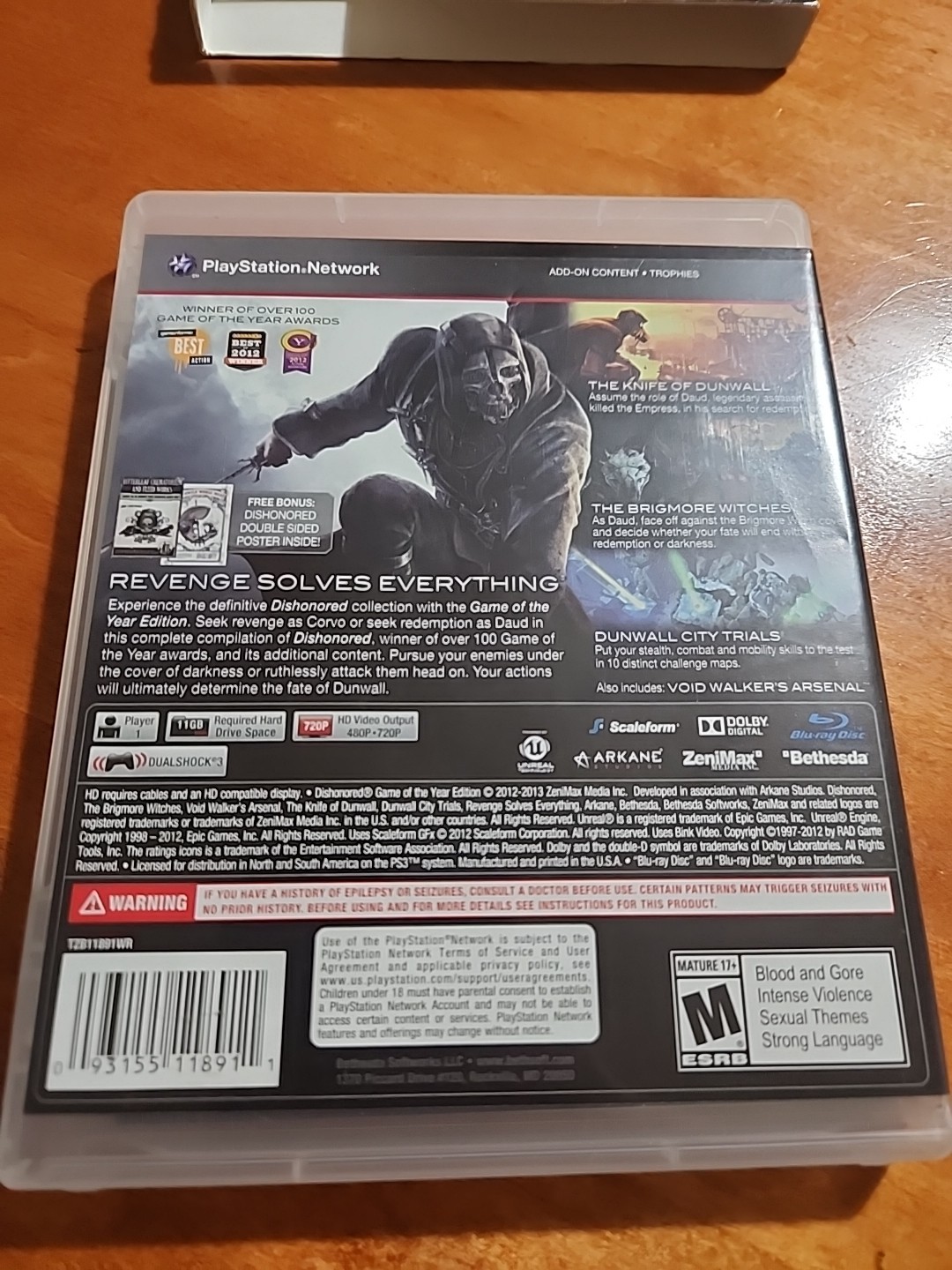 Dishonored Game of the Year Edition (Sony PlayStation 3, 2013) Complete No Poste